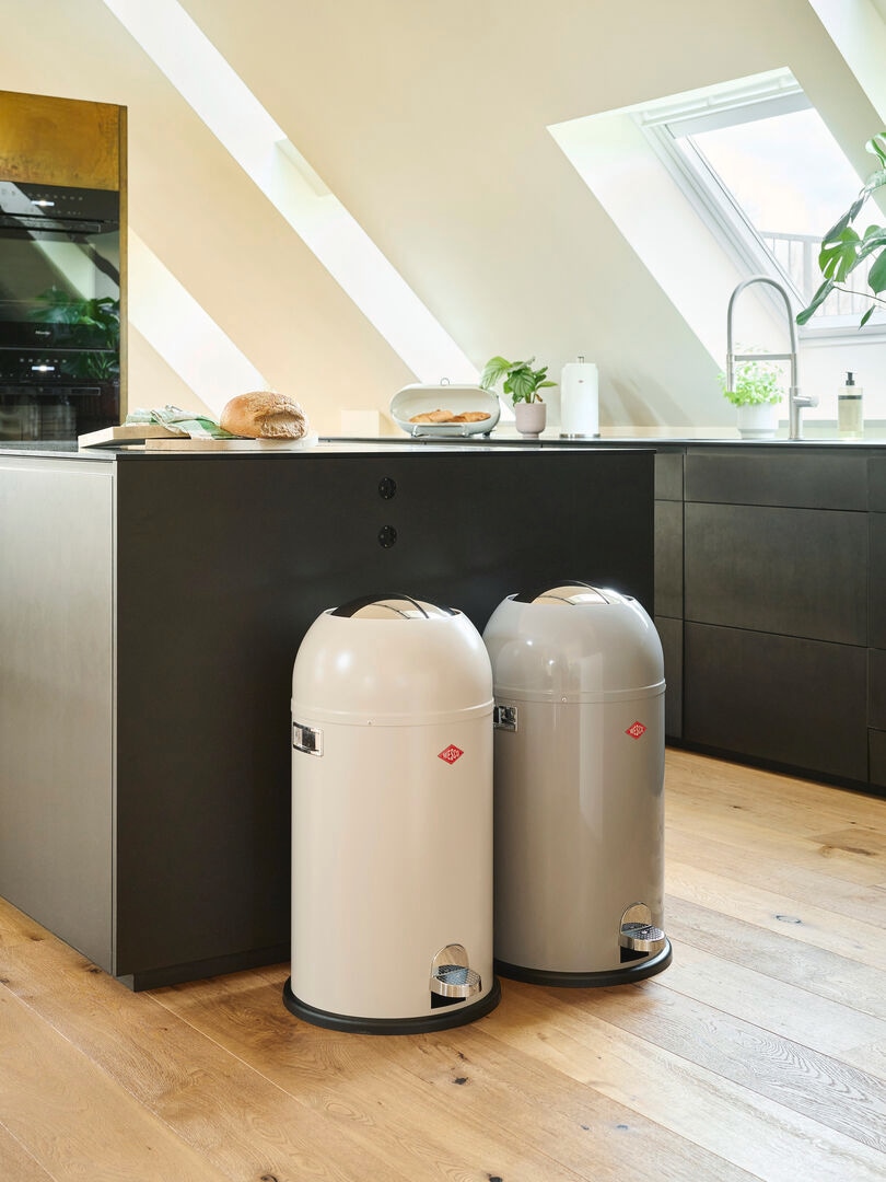 WESCO Mülleimer »Kickmaster Abfallsammler mit Dämpfer« 1 Behälter mit Metalleinsatz, Fußtritt, Klappe, Griff und Bodenring