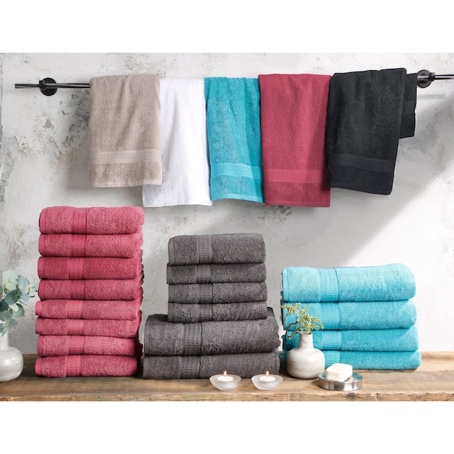 my home Handtücher »Juna«, (8 St.), im Set und als Serie, Handtuchset mit  Struktur-Bordüre, 100% Baumwolle bestellen bei OTTO