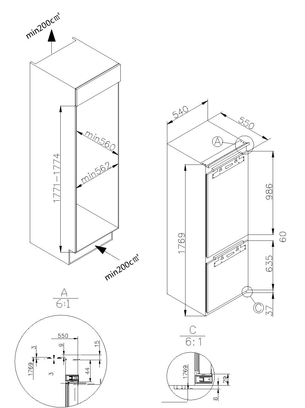 Amica Einbaukühlgefrierkombination »EKGCX 387 912«, Inverter Kompressor