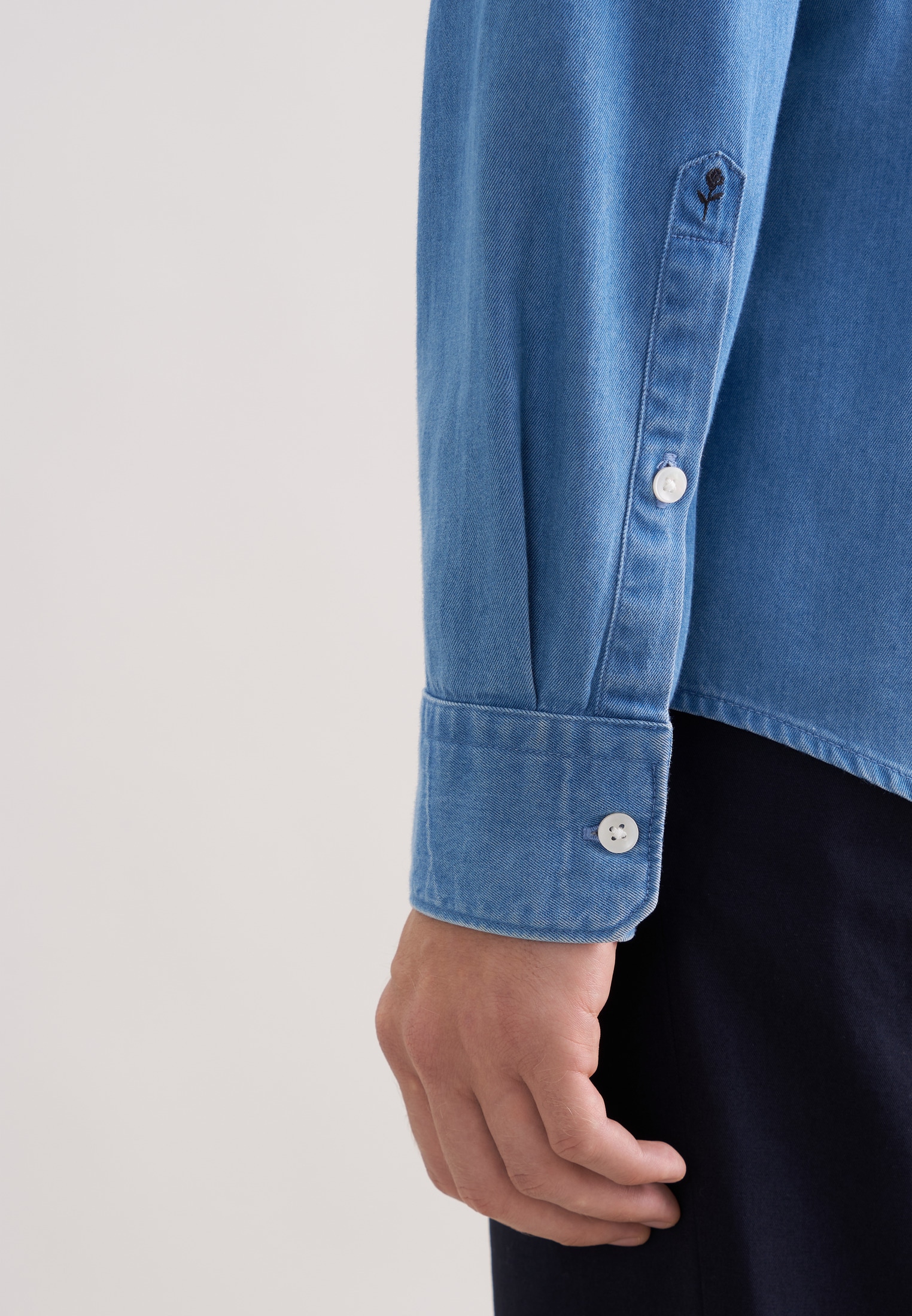 seidensticker Jeanshemd Slim 1/1 Kentkragen Denim