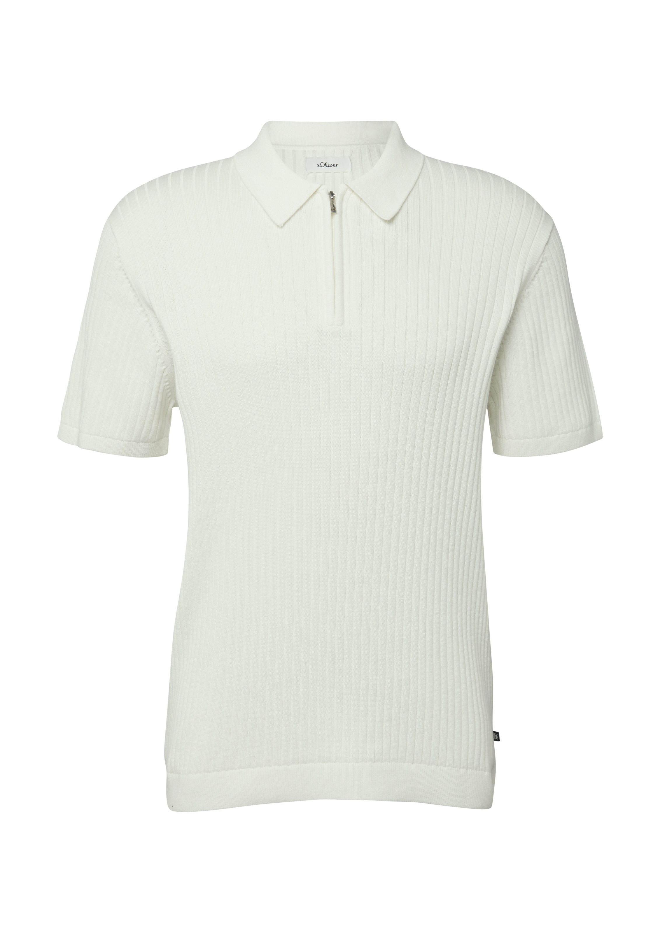 s.Oliver Poloshirt mit Strick-Muster und kurzes Reißverschluss