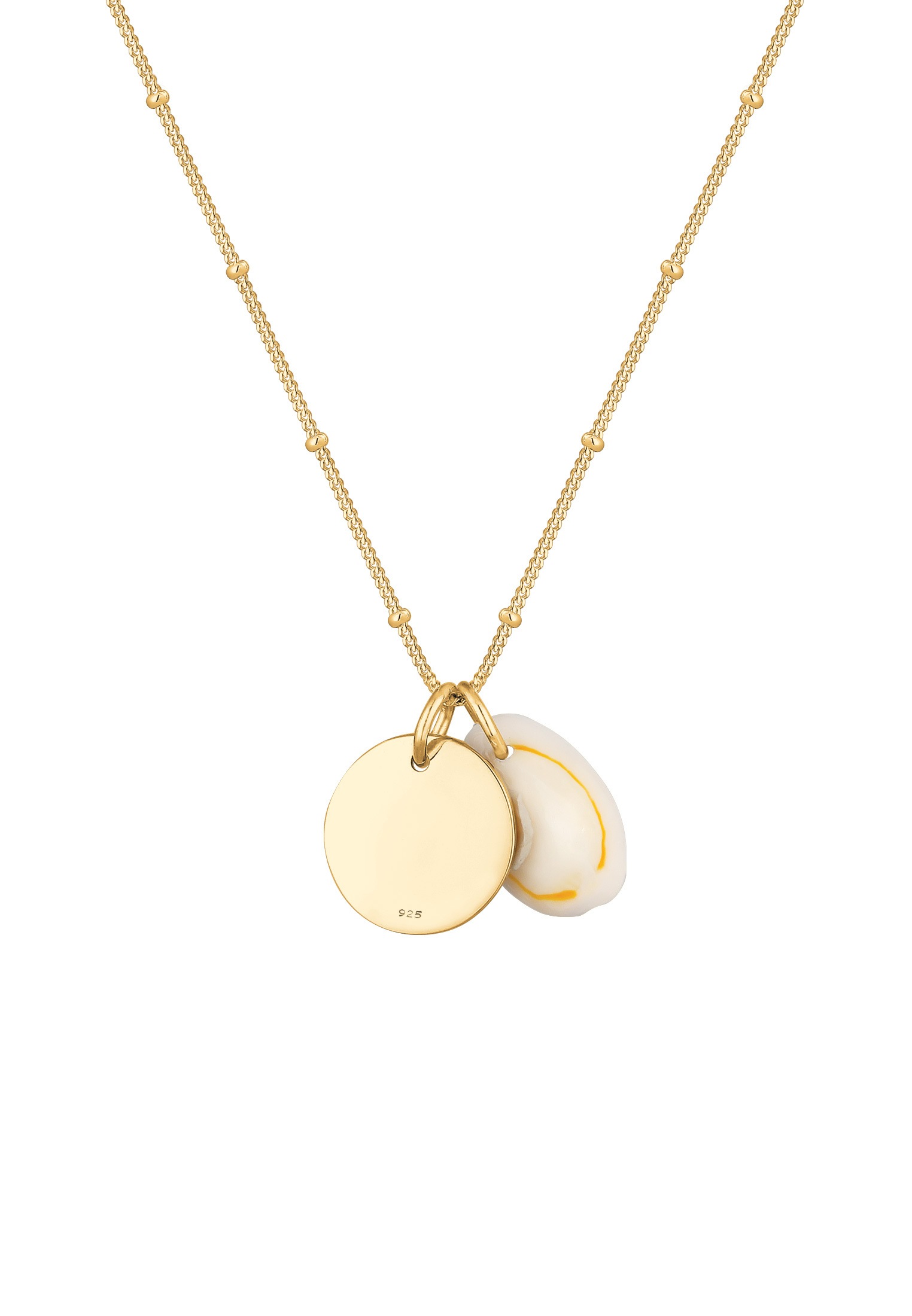 Elli Kette mit Anhänger »Halskette Kauri Muschel und Plättchen Kugelkette 925 Silber«