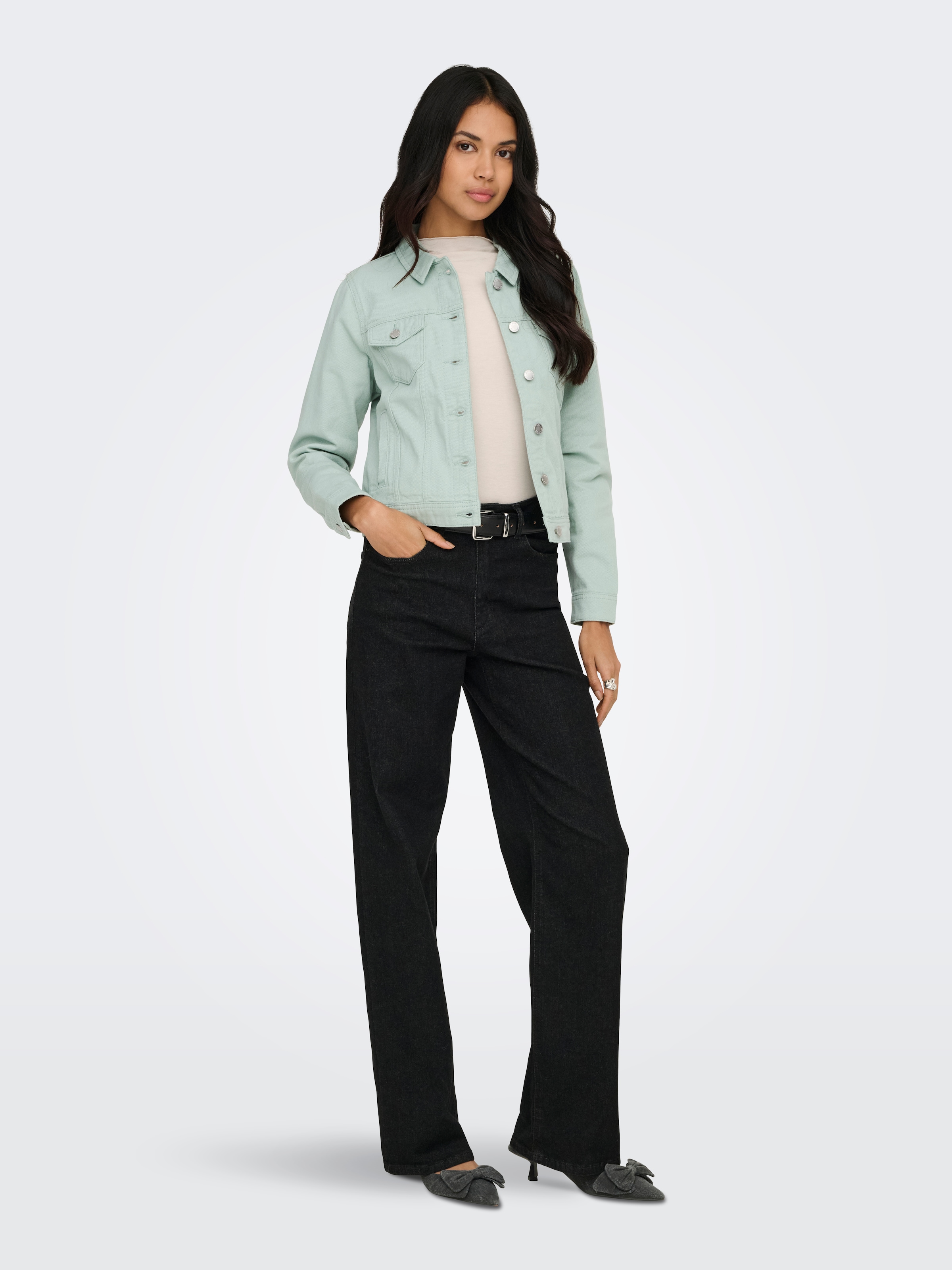 ONLY Jeansjacke »ONLTIA L/S COLORED JACKET PNT RP« mit durchgehender Knopfleiste