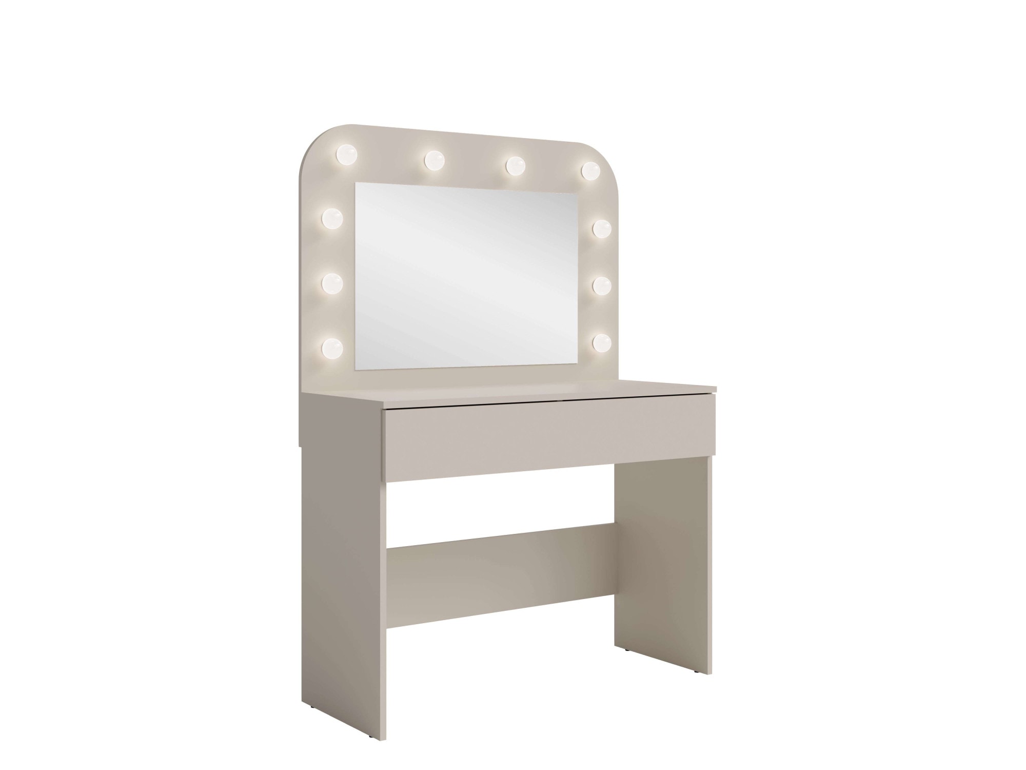 OTTO home Schminktisch »NANCY,BE A STAR! Hollywood Spiegel+Beleuchtung, Schublade Soft Close« B/T/H: 100/42,5/142cm, Farbei Kaschmir Beige,  Kosmetiktisch mit viel Stauraum, LED, Soft-Close,