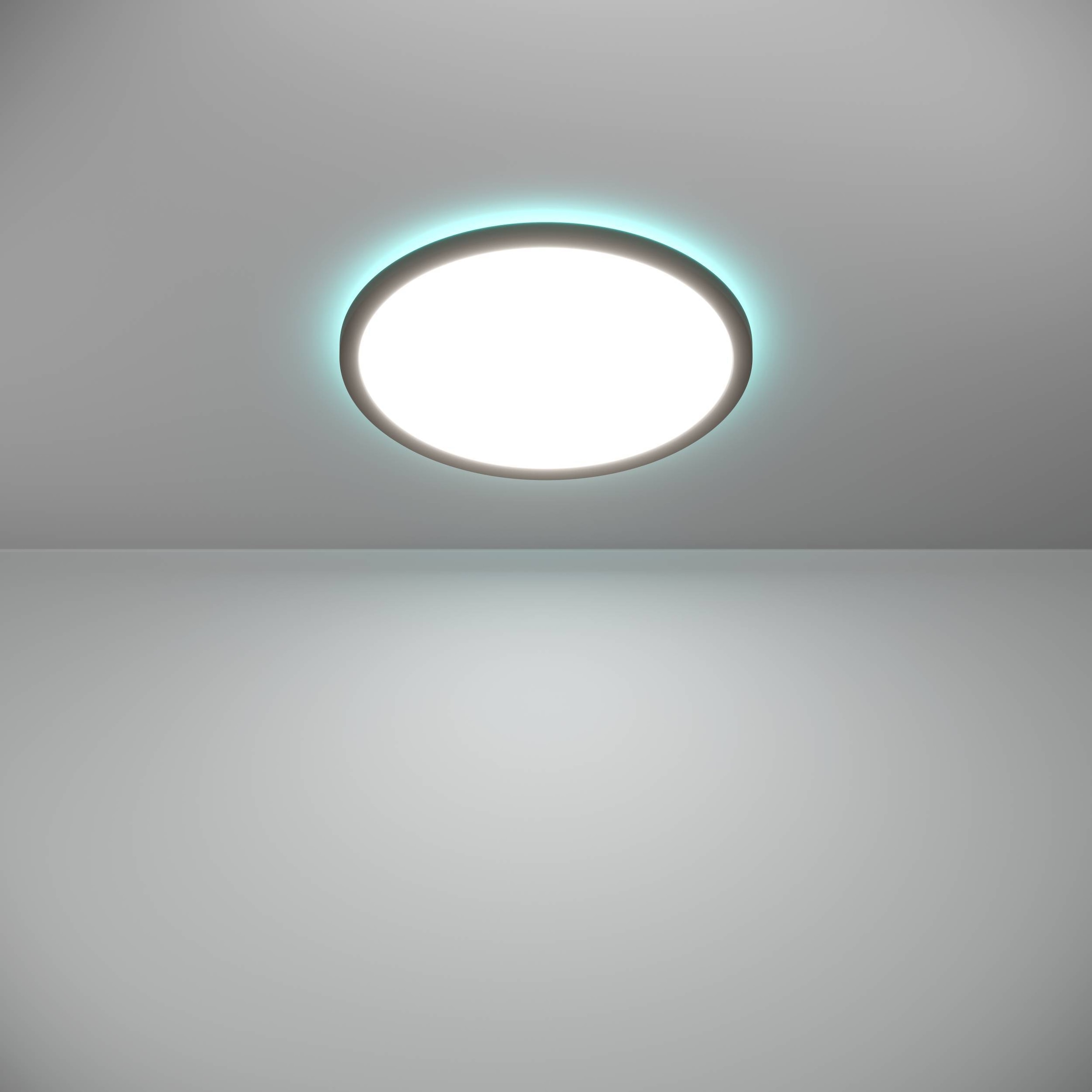 EGLO Deckenleuchte »Rovito-Z Deckenlampe, ZigBee 3.0, Kunststoff, Badezimmerlampe, IP44« LED-Modul 1 Stk. Kaltweiß | RGB Wand-/Deckenleuchte - H3 x Ø38,9 cm - schwarz - 18,5W inkl.