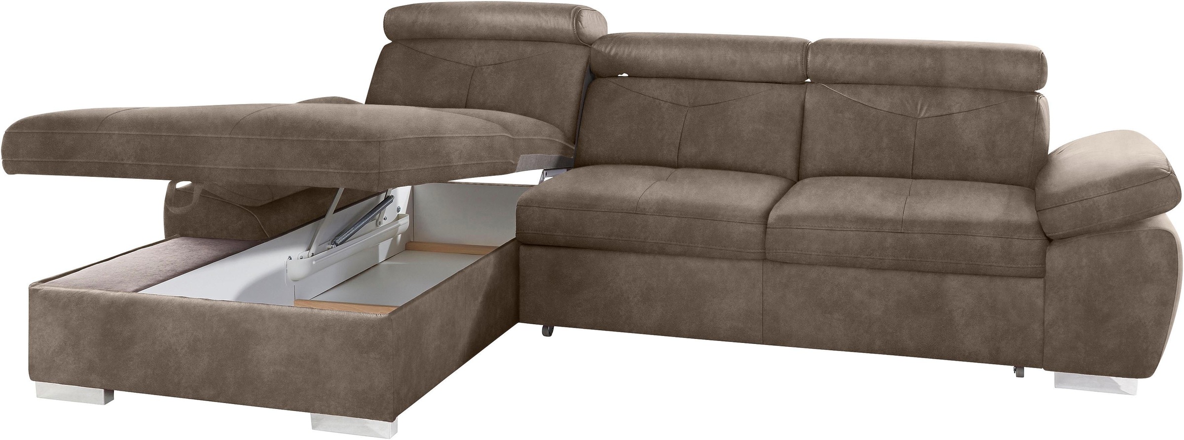 exxpo - sofa fashion Ecksofa »Spring, super bequem, mit Armteil- und Kopfteilfunktion, OTTOs Choice«, L-Form, wahlweise mit Bettfunktion und Bettkasten