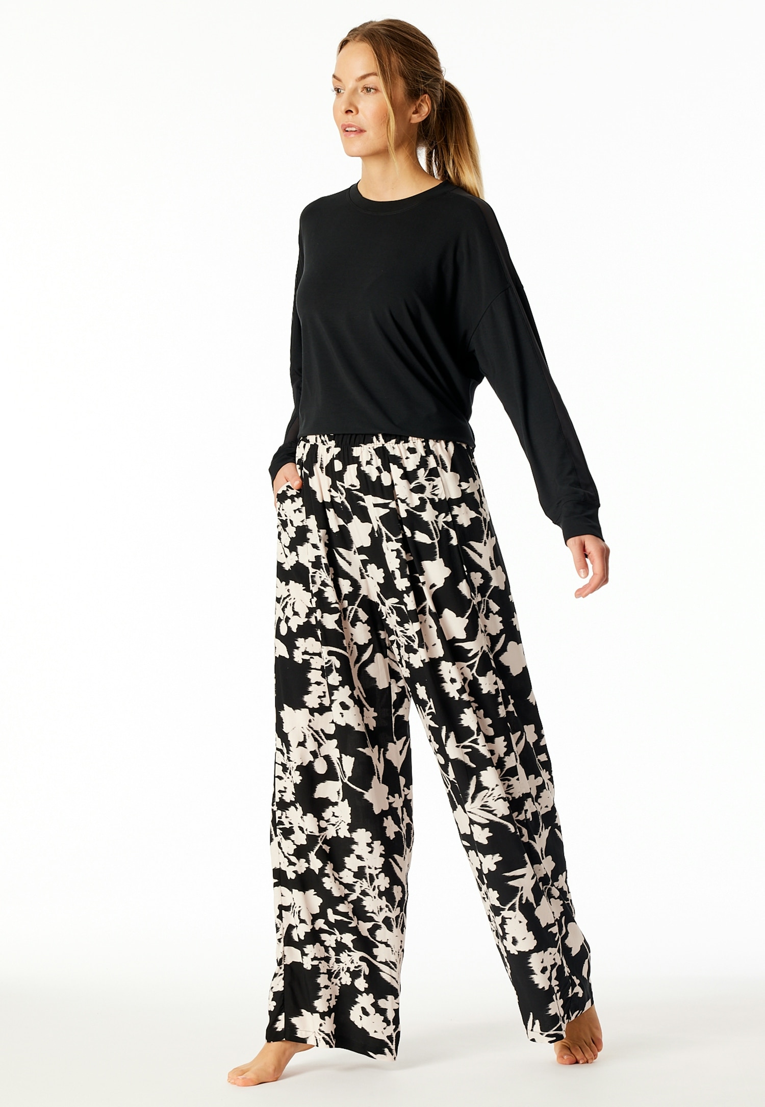 Schiesser Loungehose »Mix + Relax«, elastischer Bund, Viskose, seitliche Taschen, weites Bein