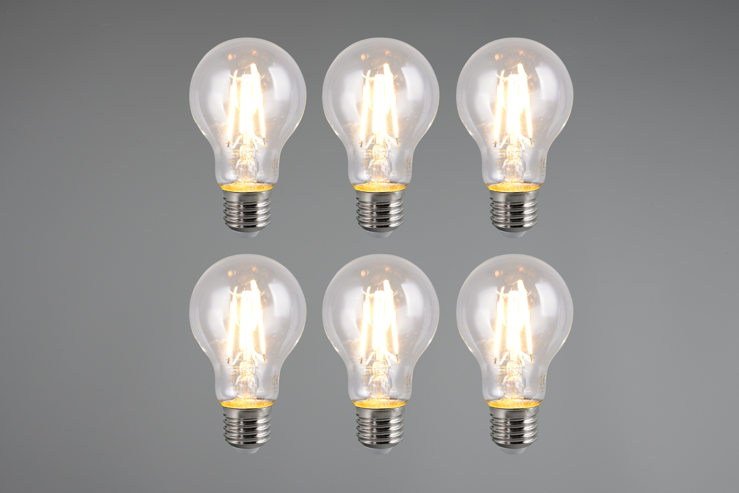 TRIO Leuchten LED-Filament »Leuchtmittel Set E27« E27 6 Stk. Warmweiß 6er Set Filament Leuchtmittel E27 Fassung, Glühbirne E27 LED warmweiß