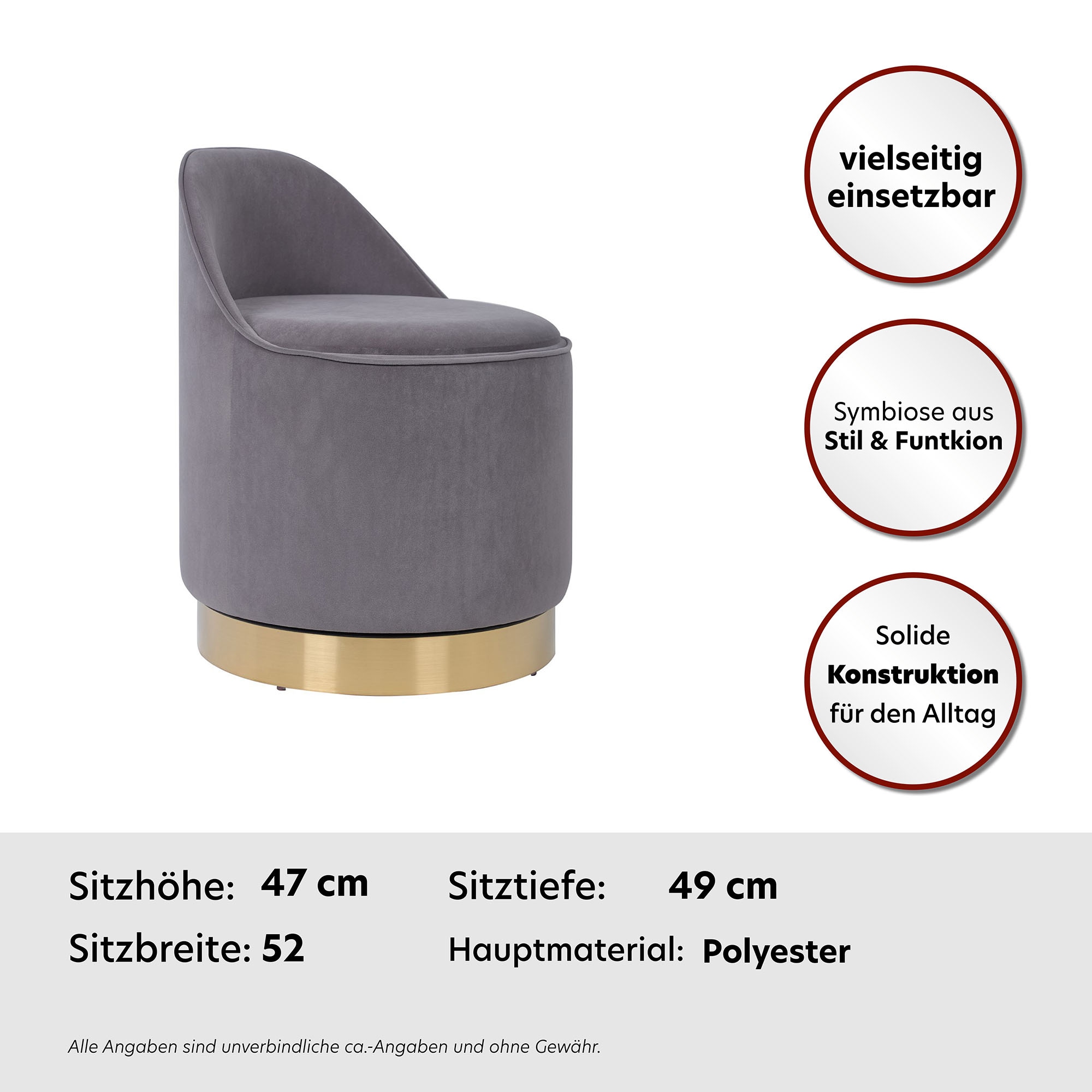 Kayoom Sessel »Drehhocker Viktor 125,Drehhocker in modernem Design,Stauraum im Innere« 1 Stk. tlg. drehbarer Sockel, mit Stauraum, komfortable Rückenstütze