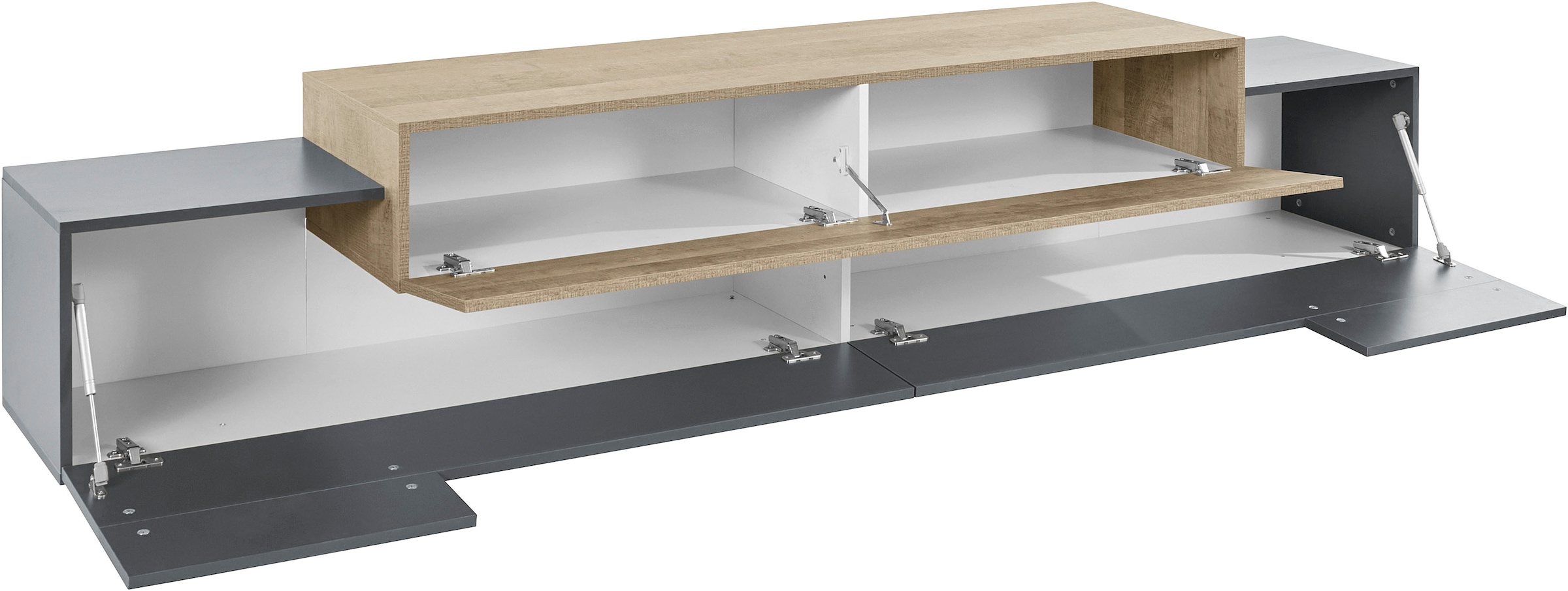 INOSIGN Lowboard »Coro,Lowboard,TV-Kommode,TV-Möbel,TV-Bank« mit 3 Klappen, (B/T/H) 240x45x51,6 cm