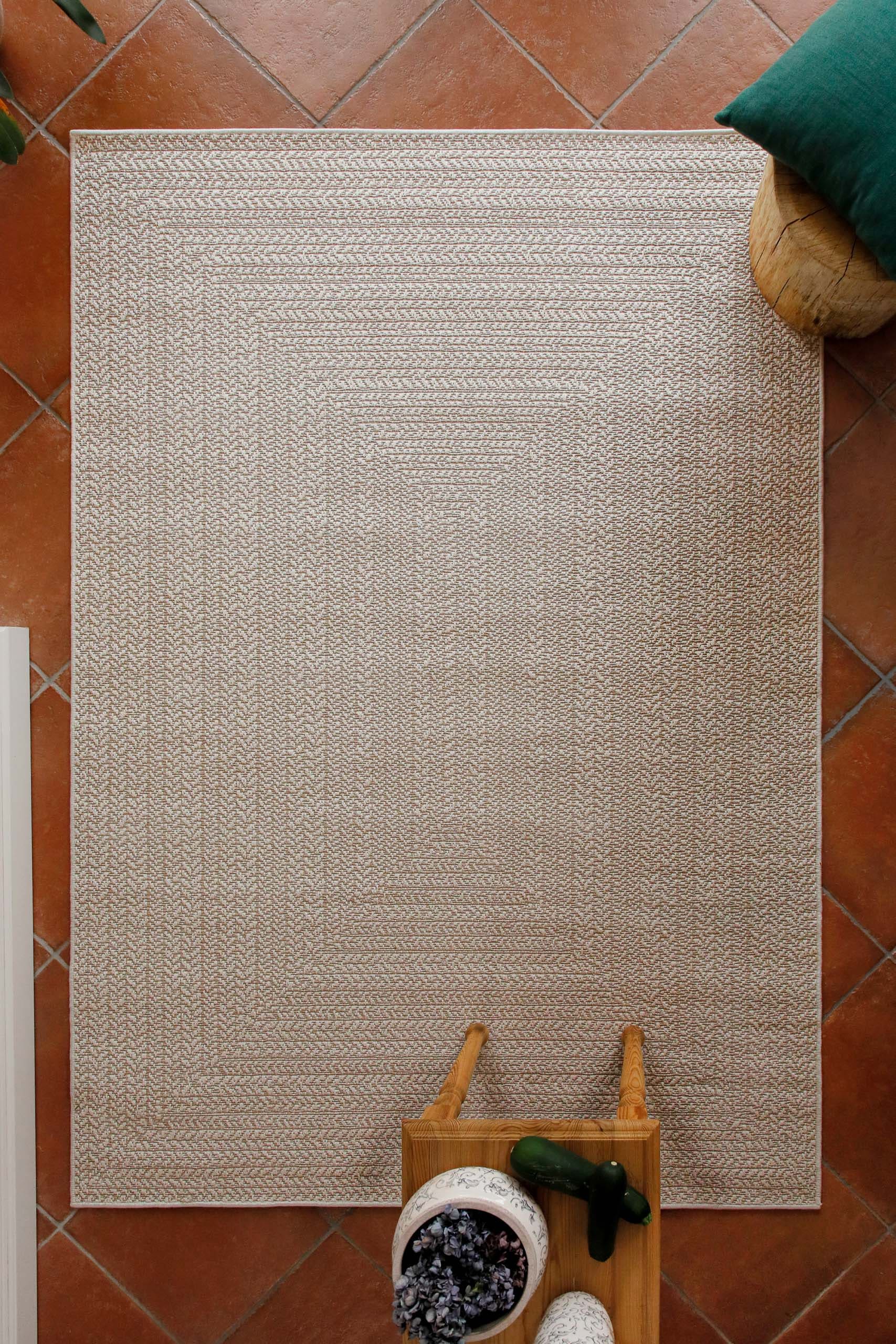 Wecon home Teppich »Layo , auch als Läufer erhältlich« rechteckig 6 mm Höhe Flachgewebe, wetterfest, geometrisches Design, In- & Outdoor Teppich