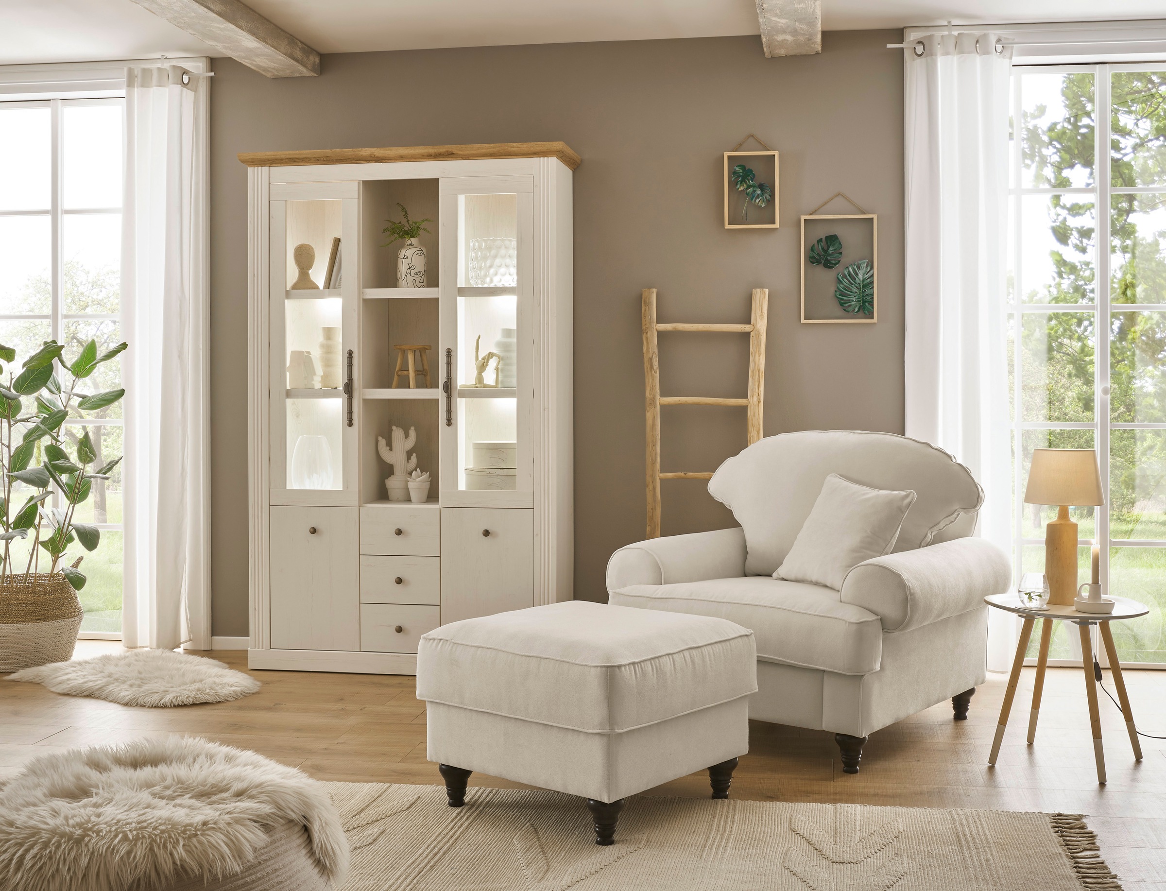 Home affaire Sessel »WESTMINSTER« Set, 1Sessel, 1 Hocker, 2 Stk. tlg. mit Federkern-Polsterung