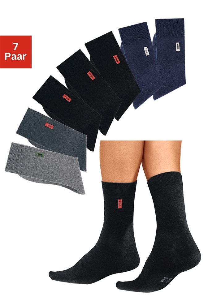 H.I.S Herren Basicsocken Packung in blau, Größe 47-48