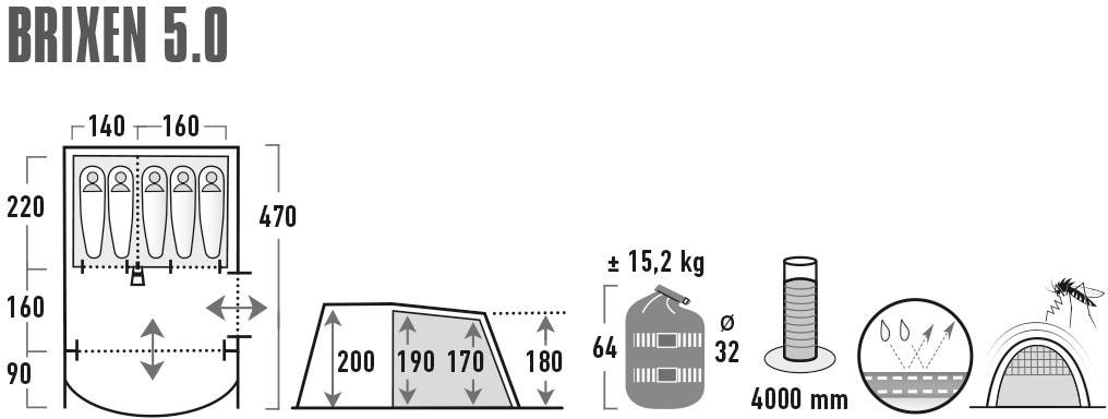 High Peak Tunnelzelt »Brixen 5.0«, 5 Personen