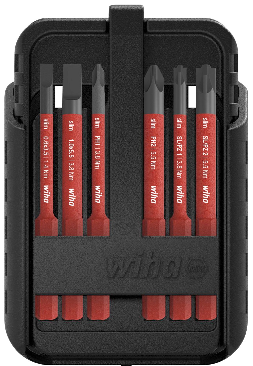 Wiha Werkzeugset »Bit Set slimBit electric (43162)«, 15-tlg., Schlitz, Phillips, Pozidriv, PlusMinus/Pozidriv, TORX®, inkl. slimBit-Boxen und Gürtelhalter
