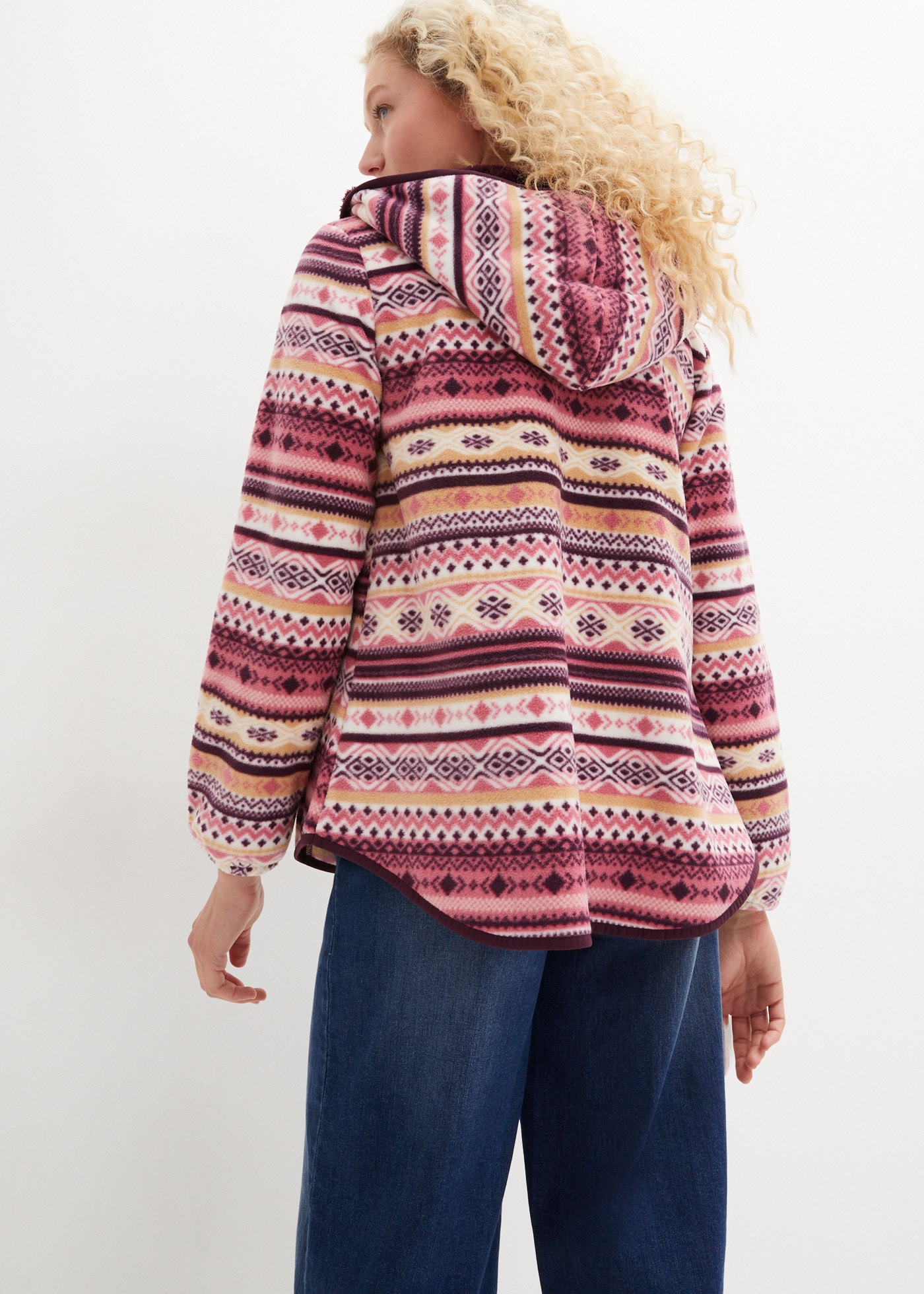 bonprix Fleecejacke »Kapuzen-Fleecejacke mit Norweger-Muster« mit Kapuze mit Norweger-Muster, mit Kapuze, kuscheliges Material