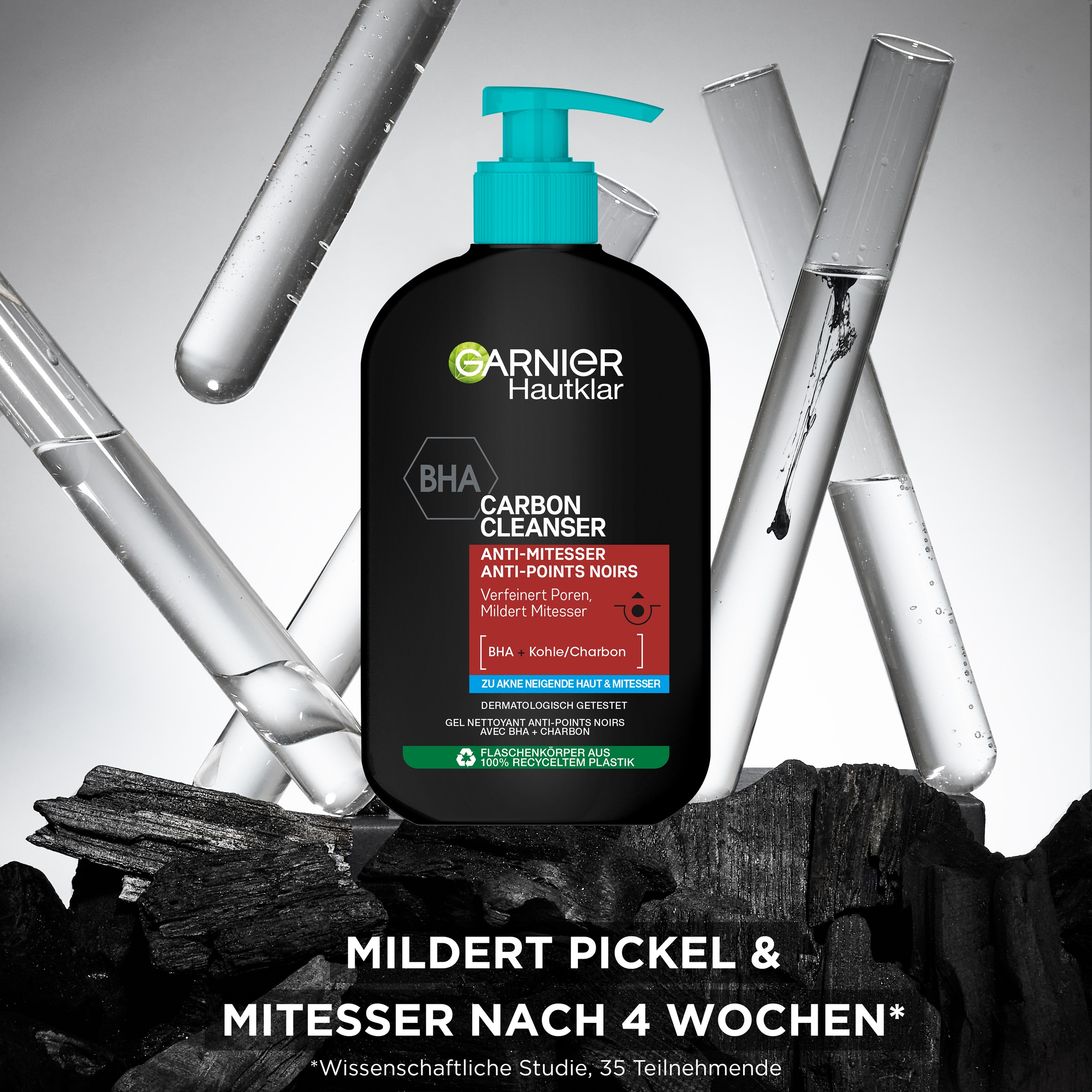 GARNIER Gesichtsreinigungsgel »Garnier Waschgel BHA Carbon Cleanser«, mit hoher Wirkungskraft