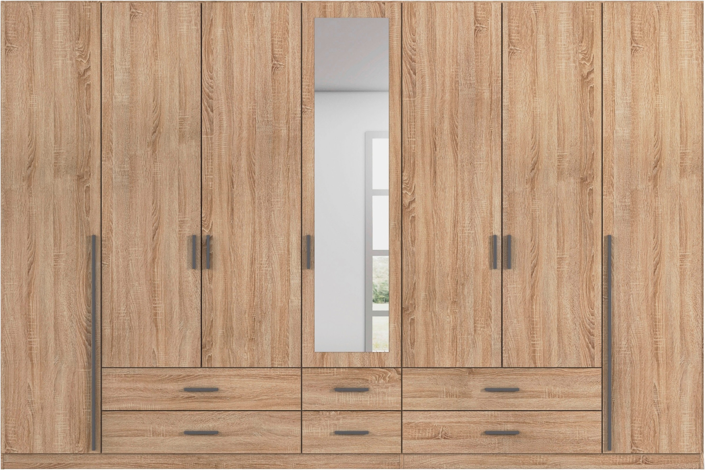 rauch Kleiderschrank »Schrank Garderobe Ankleide GAMMA Breiten 91/136/181/226/271/315/360 cm« in 3 Ausstattungen BASIC/CLASSIC/PREMIUM (inkl. SOFT-CLOSE-Funktion),  verschiedene Griff-Varianten, mit Spiegel TOPSELLER MADE IN GERMANY