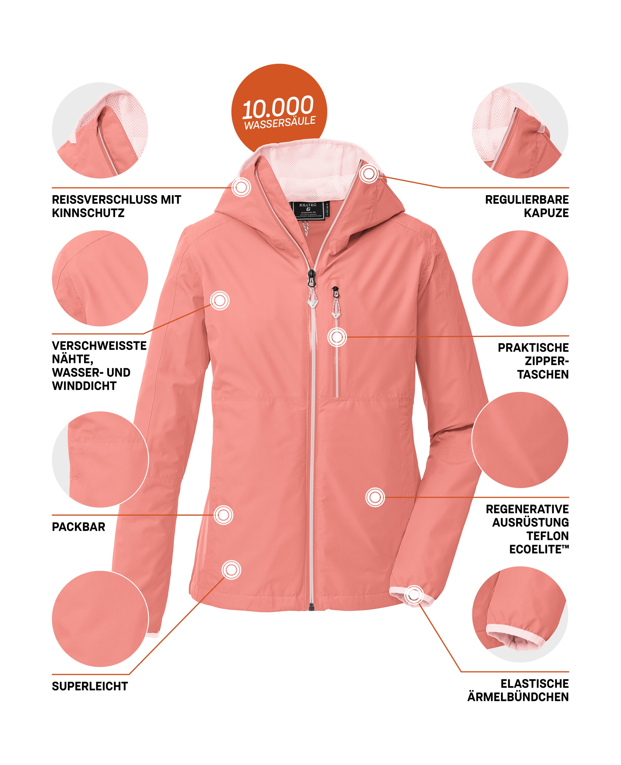 Killtec Funktionsjacke »KOS 73 WMN JCKT« Wind- und wasserdicht, atmungsaktiv, packbar, verstellbar