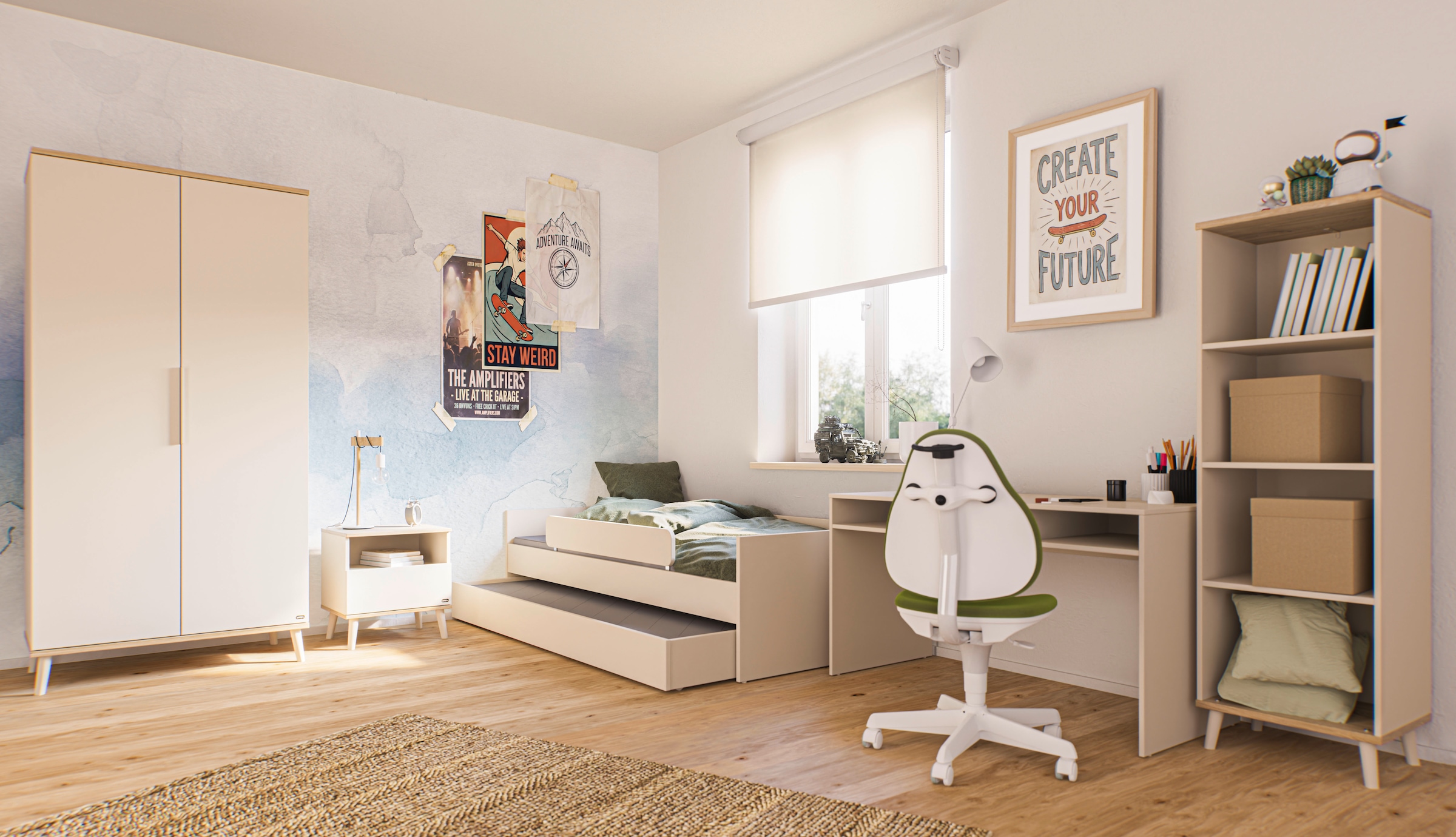 YUNY by PAIDI Kleiderschrank »HAZEL in Beige, inkl. Kleiderstangen und Einlegeböden« B/H/T ca. 95-130/198/52cm, mit 2 oder 3 Türen,  stabiler Drehtürenschrank aus Holz, mit Soft-Close-Funktion