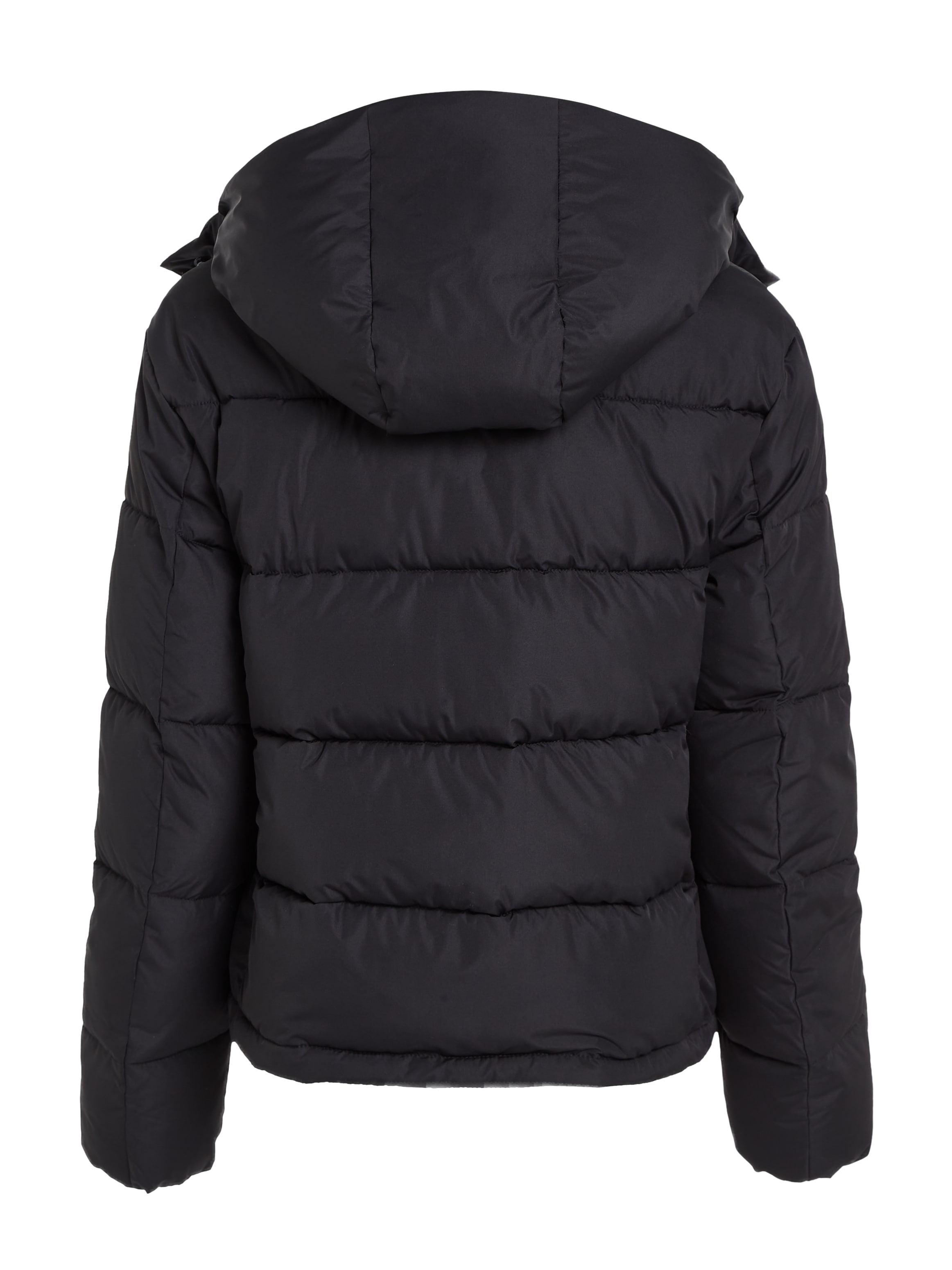 Calvin Klein Jeans Steppjacke »MATTE MONOLOGO ND SHORT PUFFER«, mit Kapuze, mit Logodruck