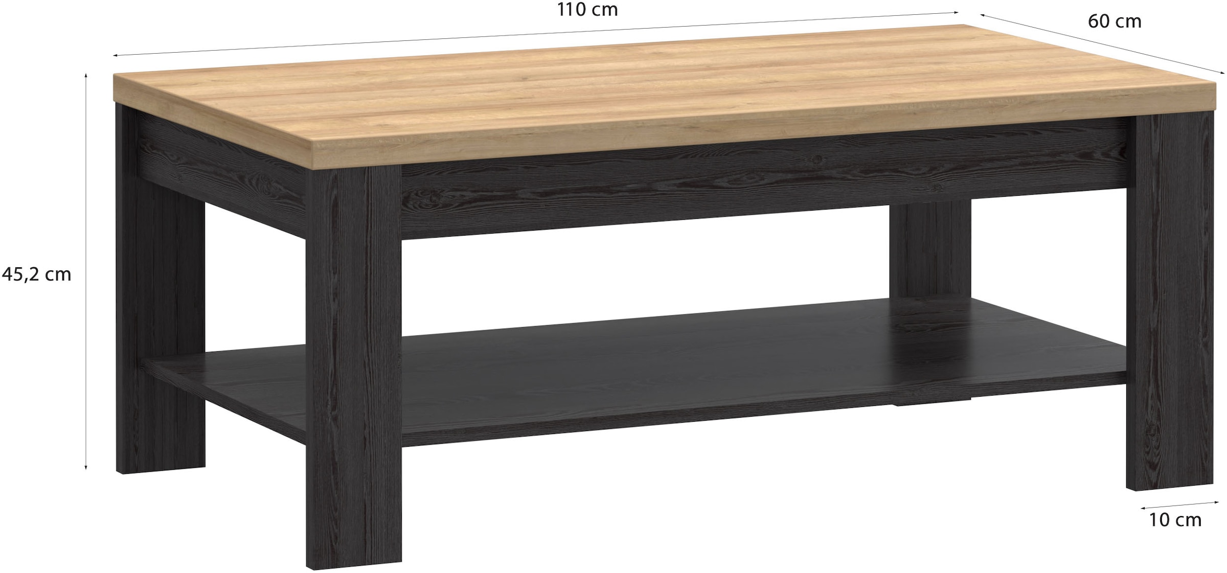 FORTE Couchtisch »Bohol« B/H/T 100/45,7/60 cm zweifarbiges Dekor
