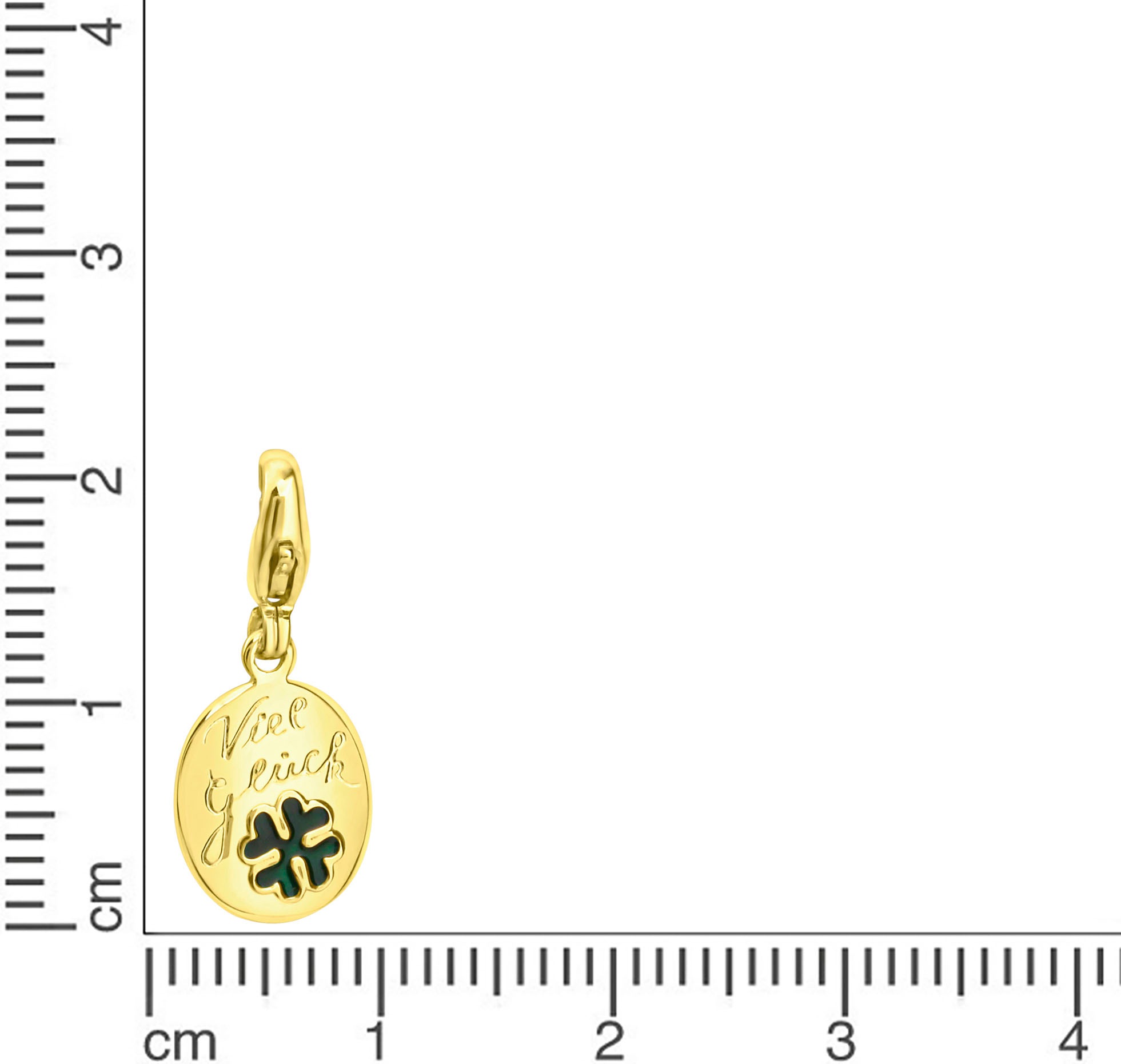 Firetti Charm-Einhänger »Schmuck Geschenk Gold 375 Anhänger Charms Kleeblatt Gravur Viel Glück«