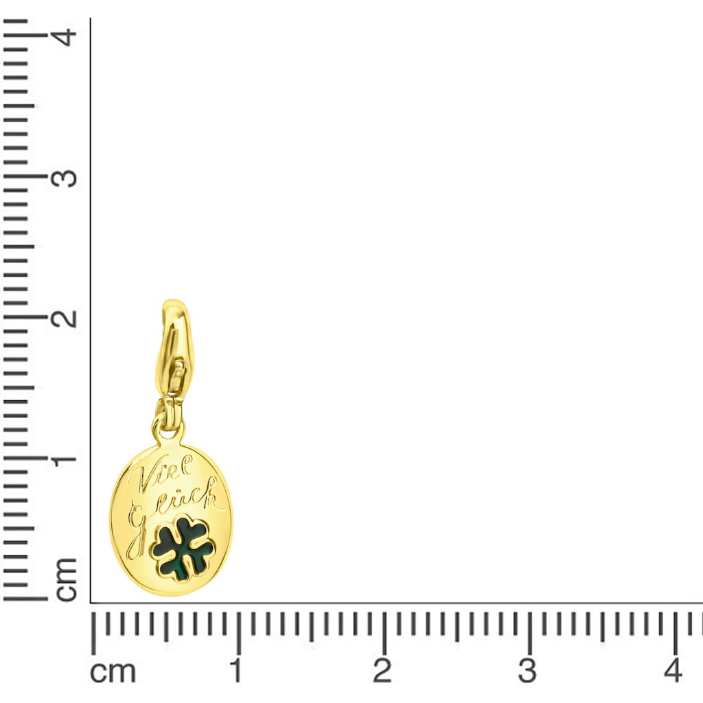 Firetti Charm-Einhänger »Schmuck Geschenk Gold 375 Anhänger Charms Kleeblatt Gravur Viel Glück«