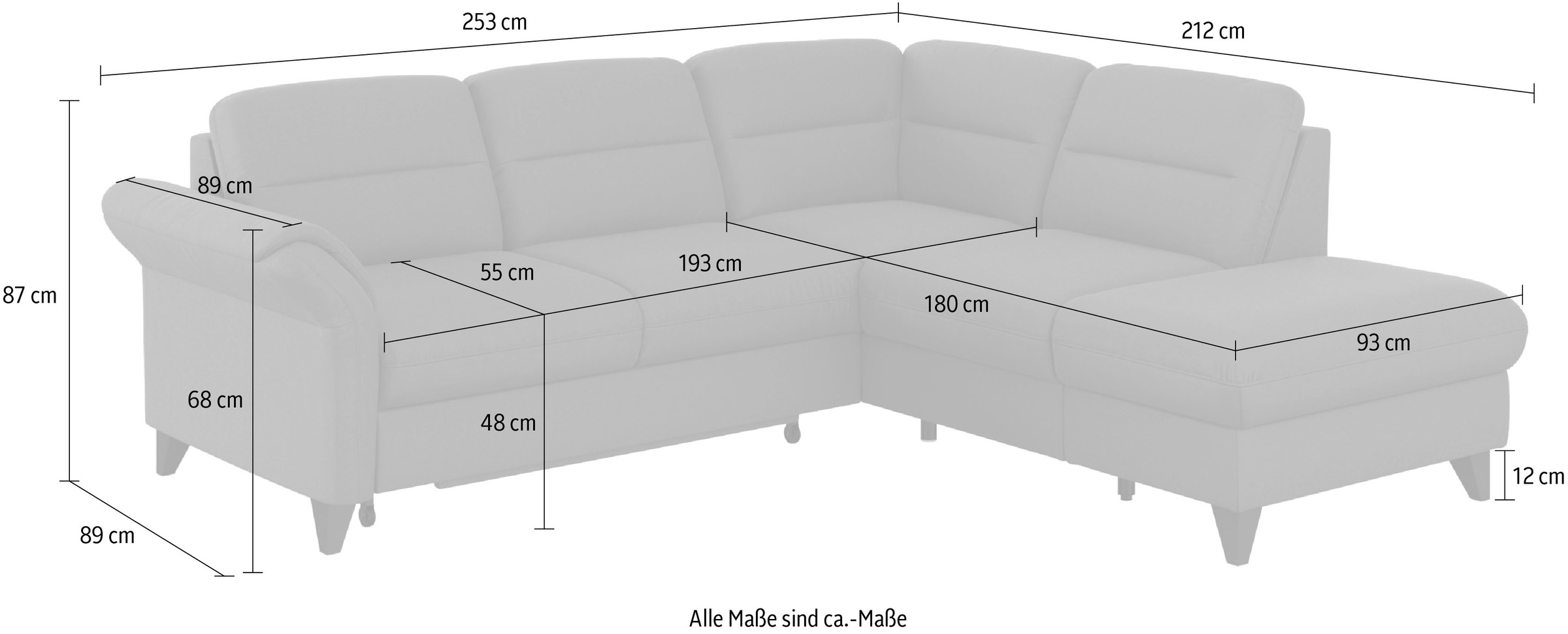 sit&more Ecksofa »Mellum L-Form«, Federkern, wahlweise mit Bettfunktion, Stauraum und Armteilfunktion