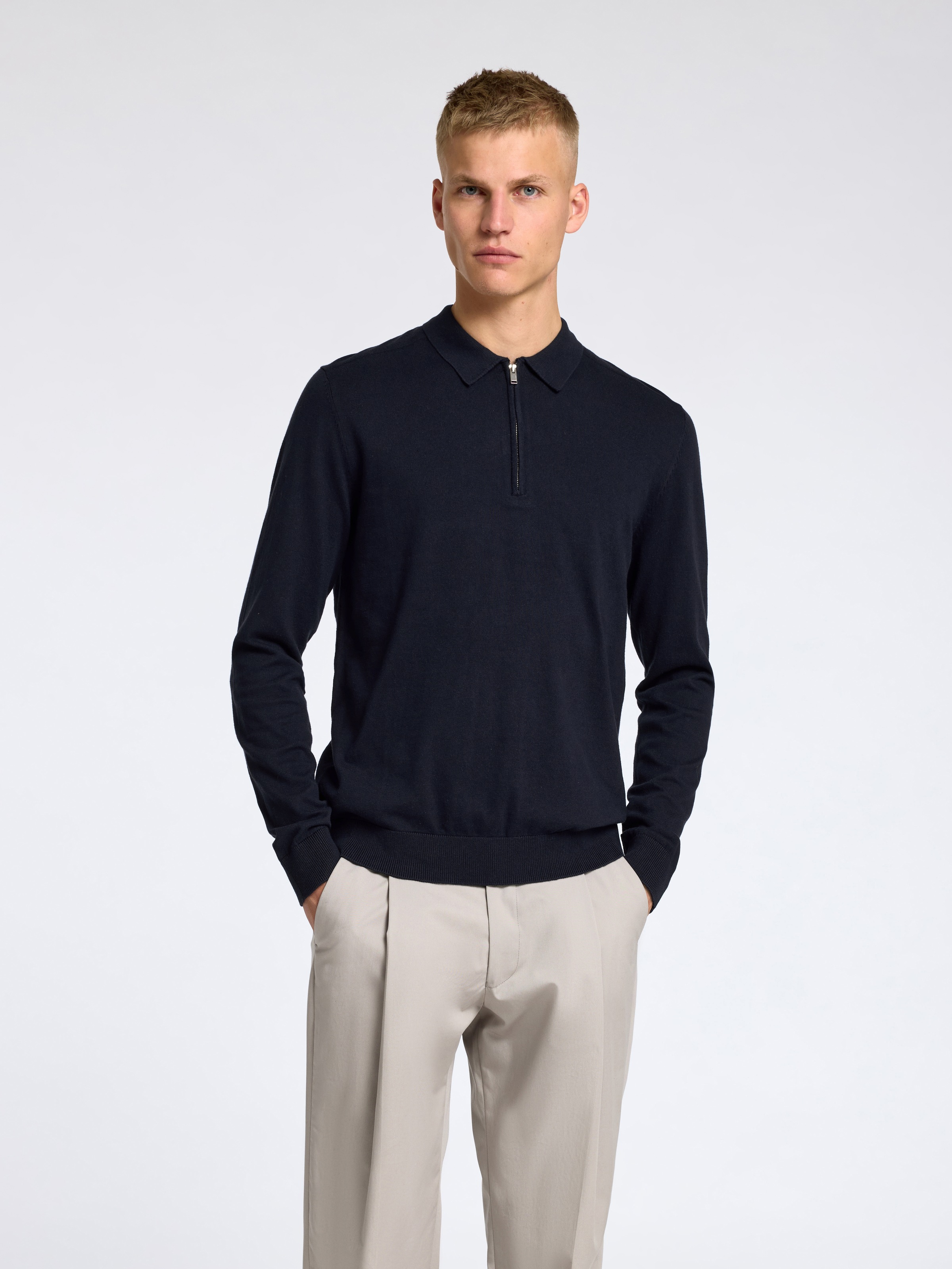 SELECTED HOMME Polokragenpullover »SLHBERG LS HALF ZIP POLO NOOS«
