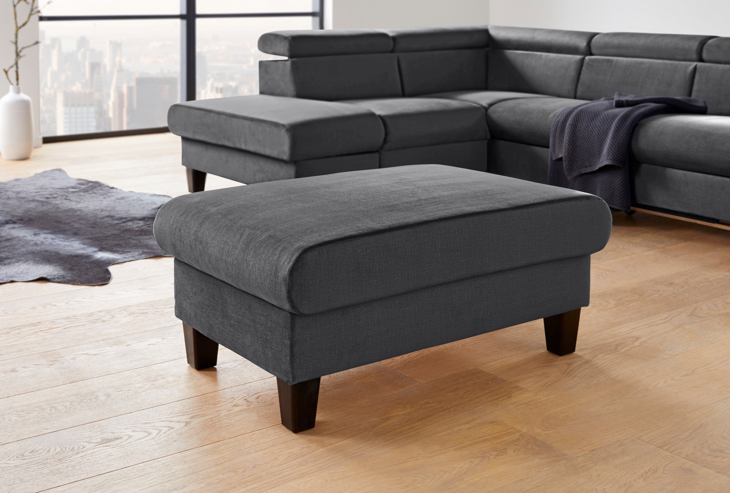 COTTA Polstergarnitur »Morven L-Form«, (Set), Set bestehend aus: Ecksofa mit Kopfteilverstellung & Hocker