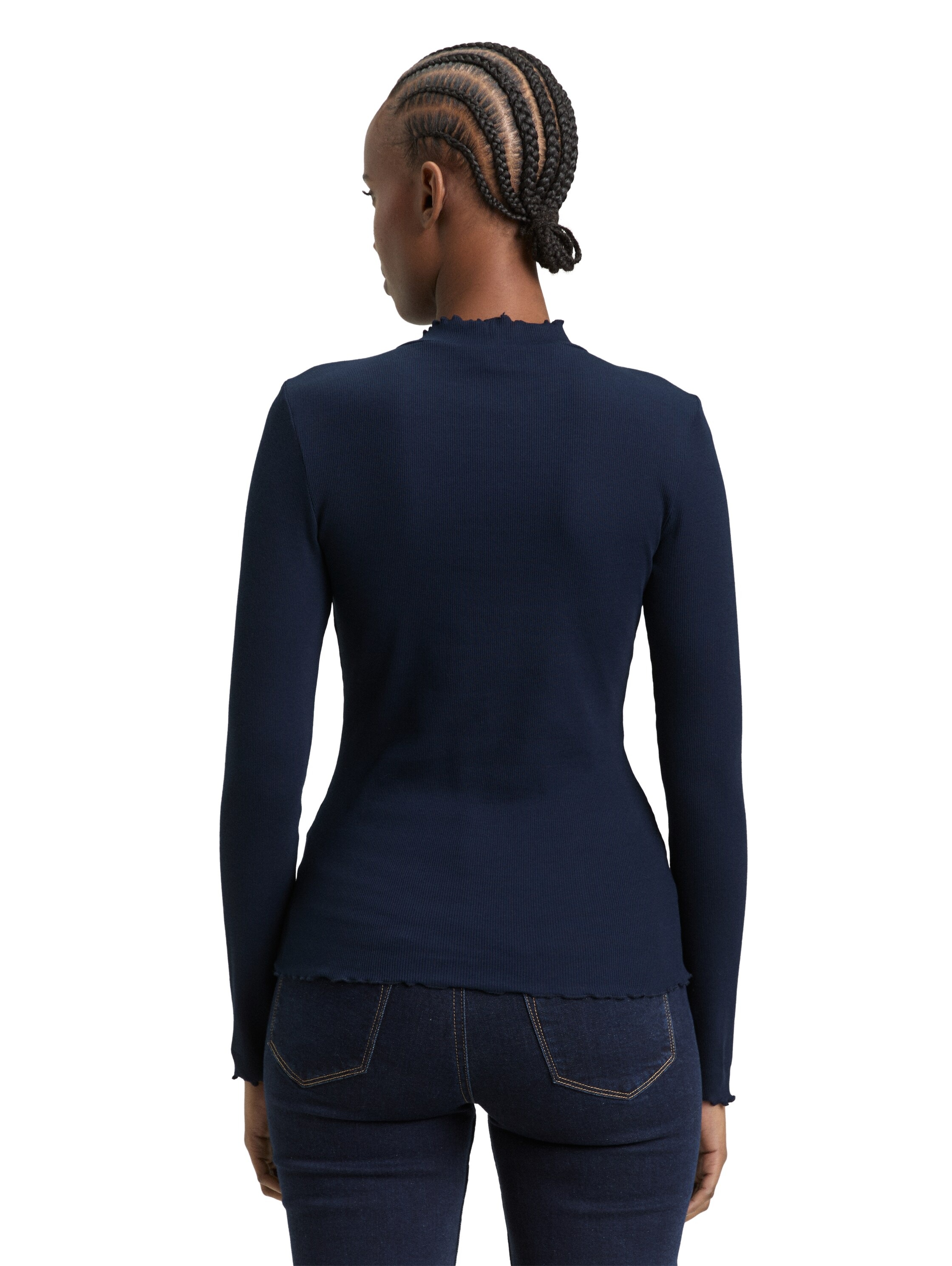 TOM TAILOR Denim Langarmshirt in Ripp-Optik