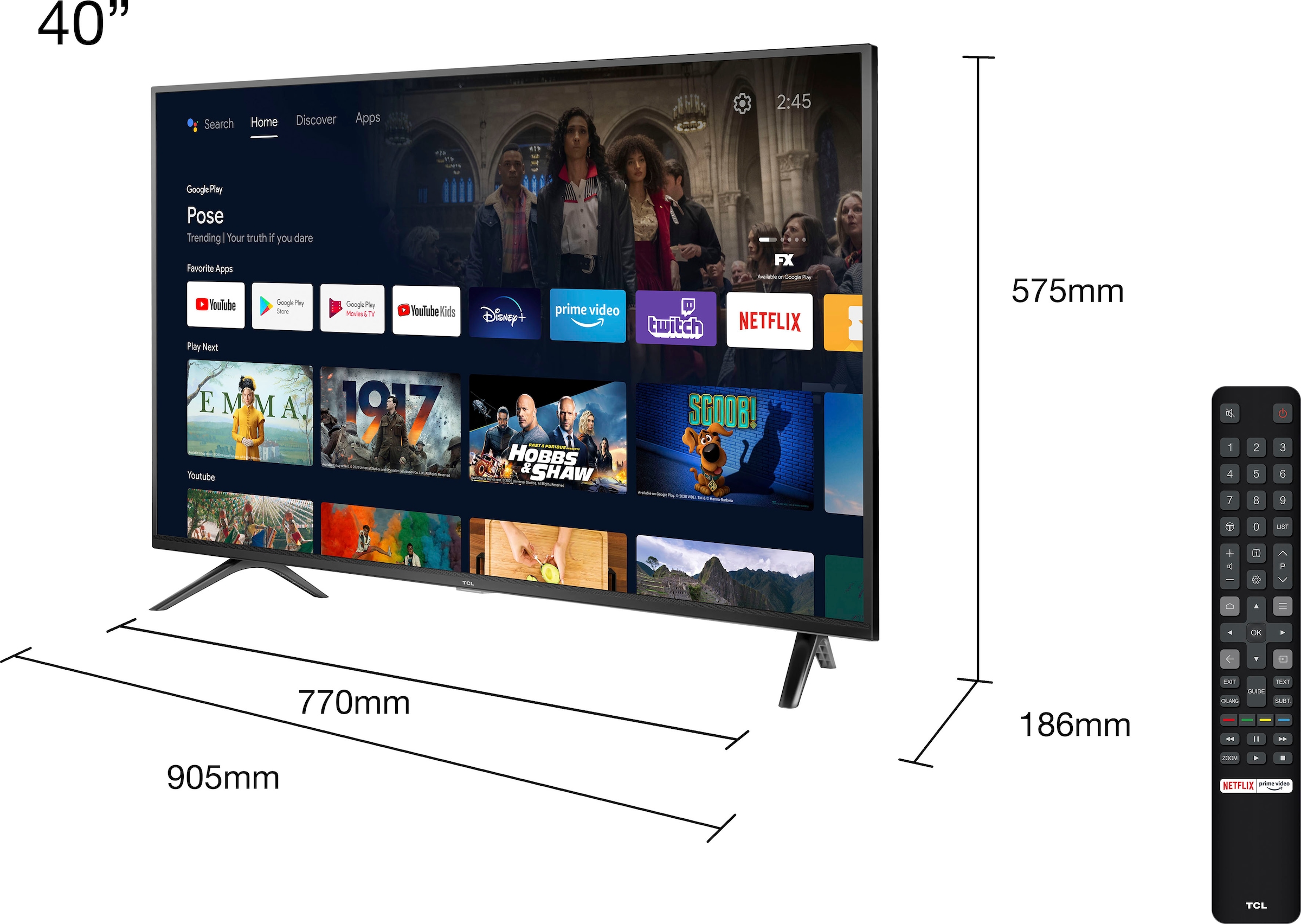 TCL LED-Fernseher »40S5203X2«, Full HD, Smart-TV-Android TV