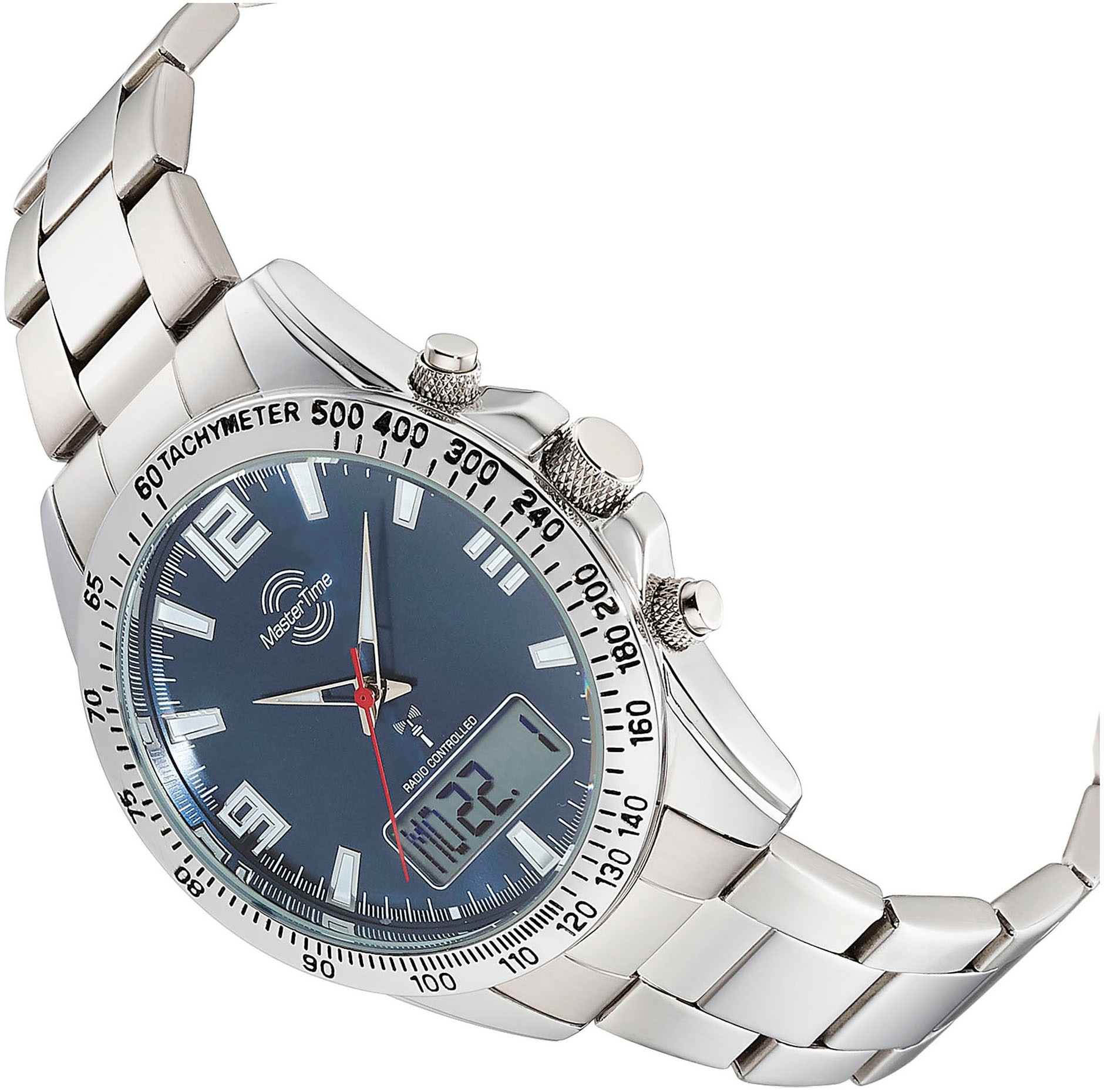 MASTER TIME Funkchronograph »Sporty«, Armbanduhr, Quarzuhr, Herrenuhr, automatischer Kalender