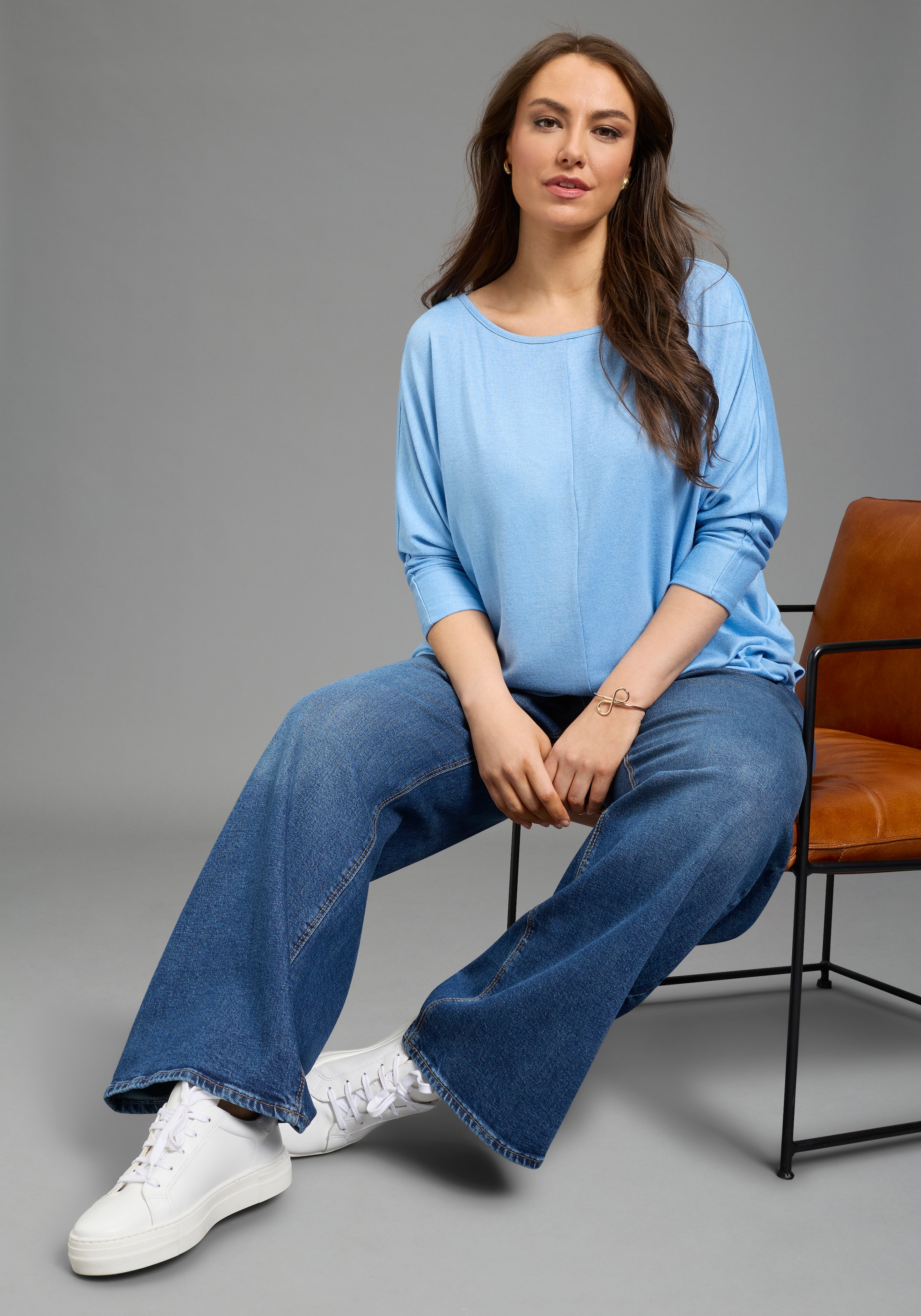 Laura Scott CURVE 3/4 Arm-Pullover mit figurschmeichelnder Passform und 3/4 Ärmeln