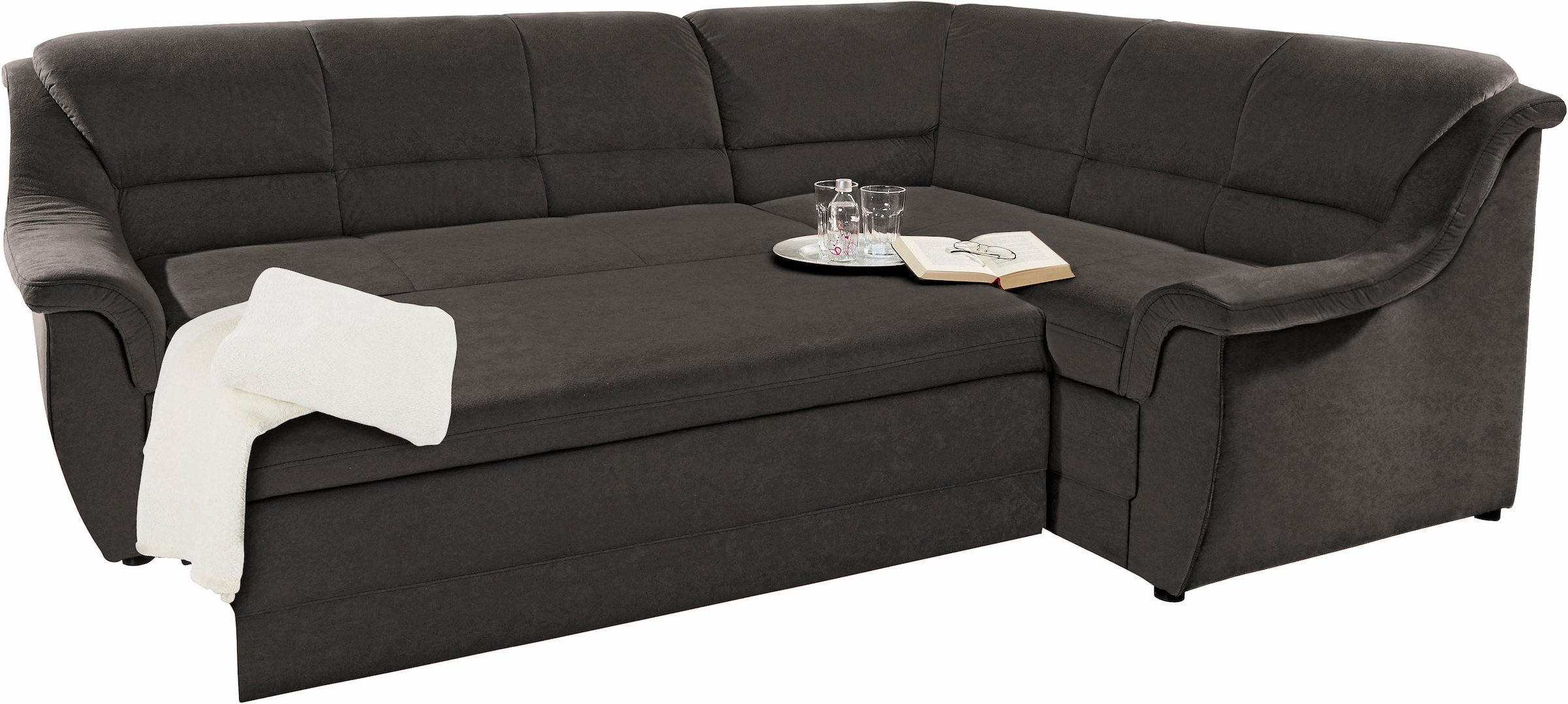 DOMO collection Ecksofa »Lale zeitlose Formensprache, komfortabel, L-Form«, mit langem Schenkel, wahlweise mit Bettfunktion