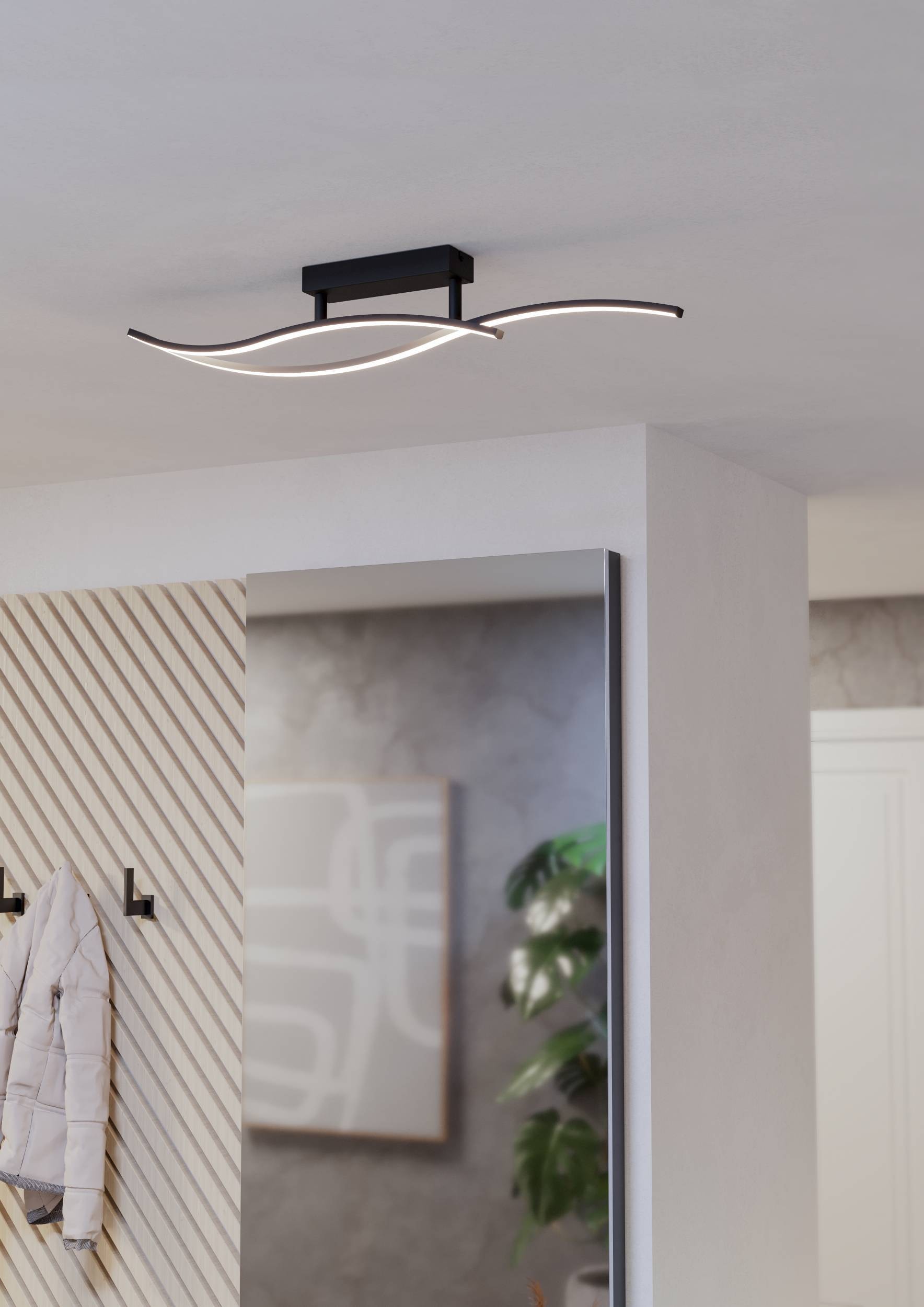 EGLO Deckenleuchte »Grisolia Deckenlampe, Wohnzimmerlampe,  Metall und Kunststoff, Lampe« LED-Modul 1 Stk. Neutralweiß Wand-/Deckenleuchte - L84,9 x B6 x H15 cm - schwarz - 12W inkl.