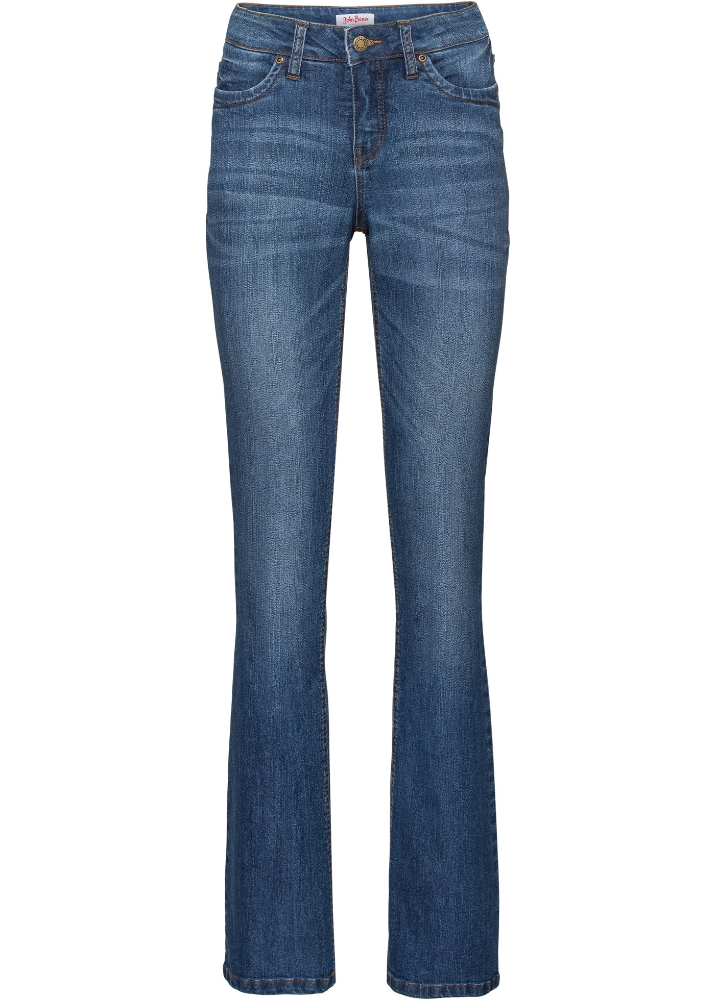 bonprix Bootcut-Jeans »Bootcut-Jeans Mid Waist, Komfort-Stretch« 5-Pocket-Stil, Boot-Cut, ausgestelltes Bein, normale Leibhöhe