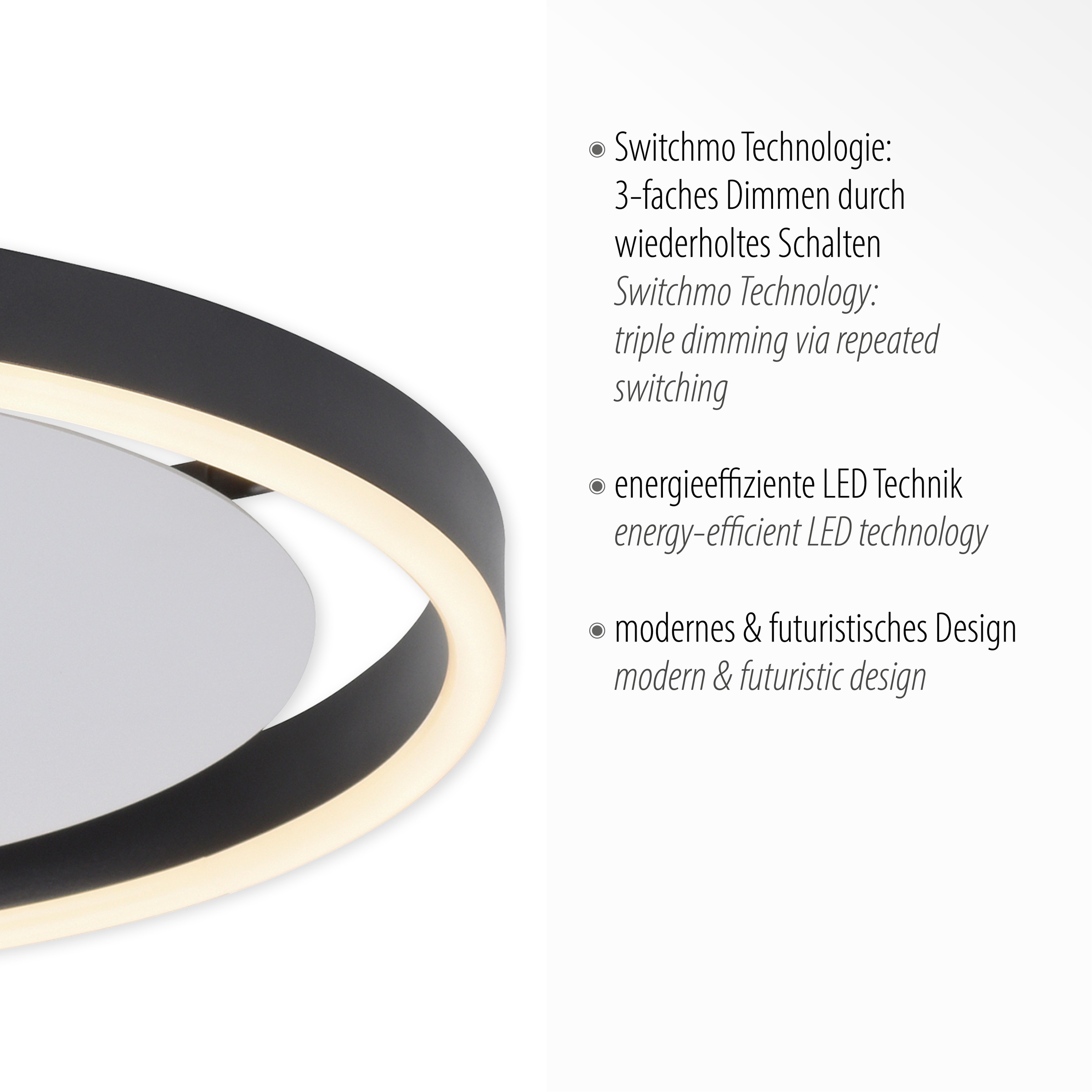 JUST LIGHT Deckenleuchte »RITUS«, 1 flammig, Leuchtmittel LED-Board | LED fest integriert, LED, dimmbar, Switchmo, dimmbar, Switchmo