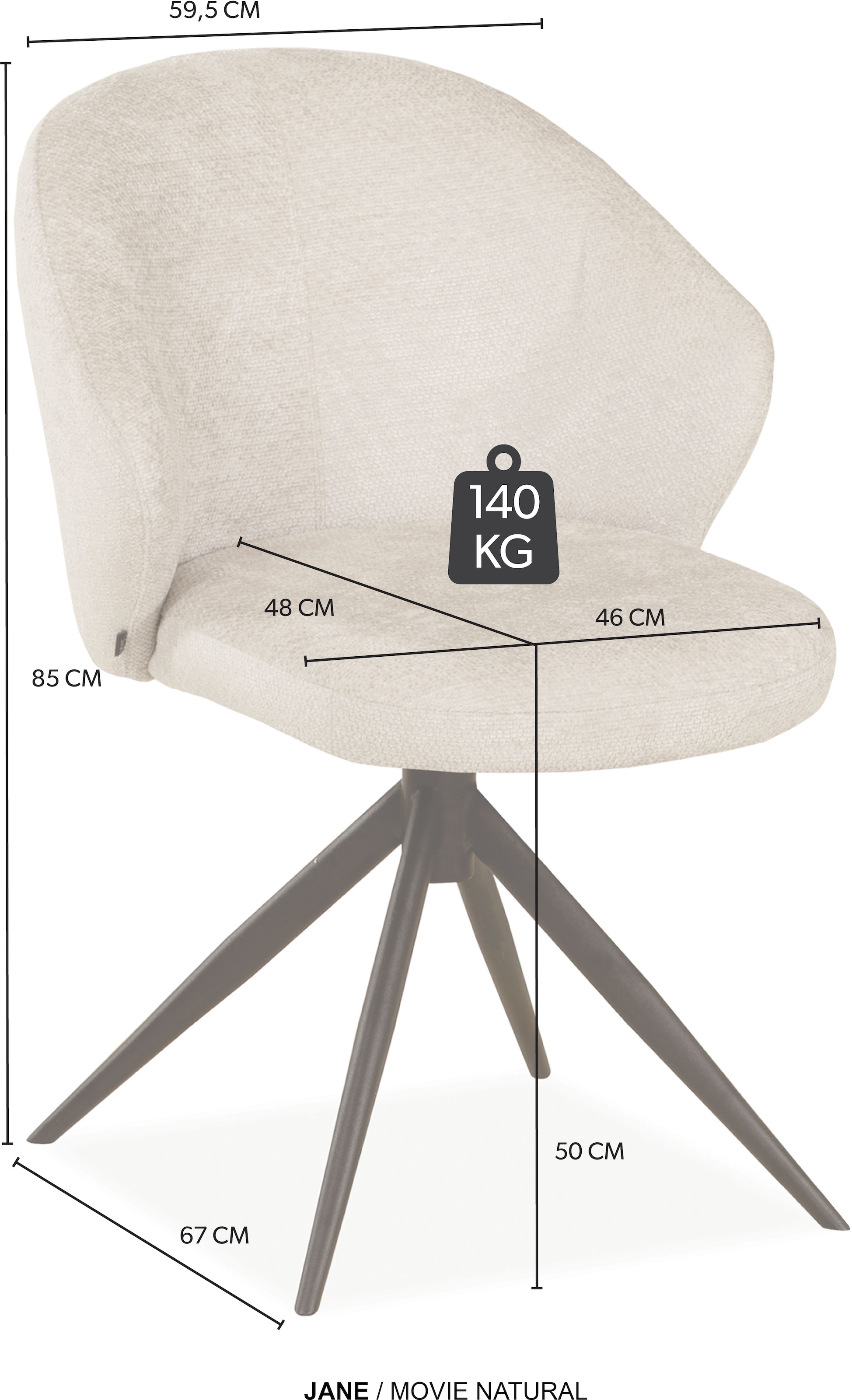 OMG Design Esszimmerstuhl »Jane« (Set) 2 Stk.Drehstuhl mit auto-return, Schalenstuhl