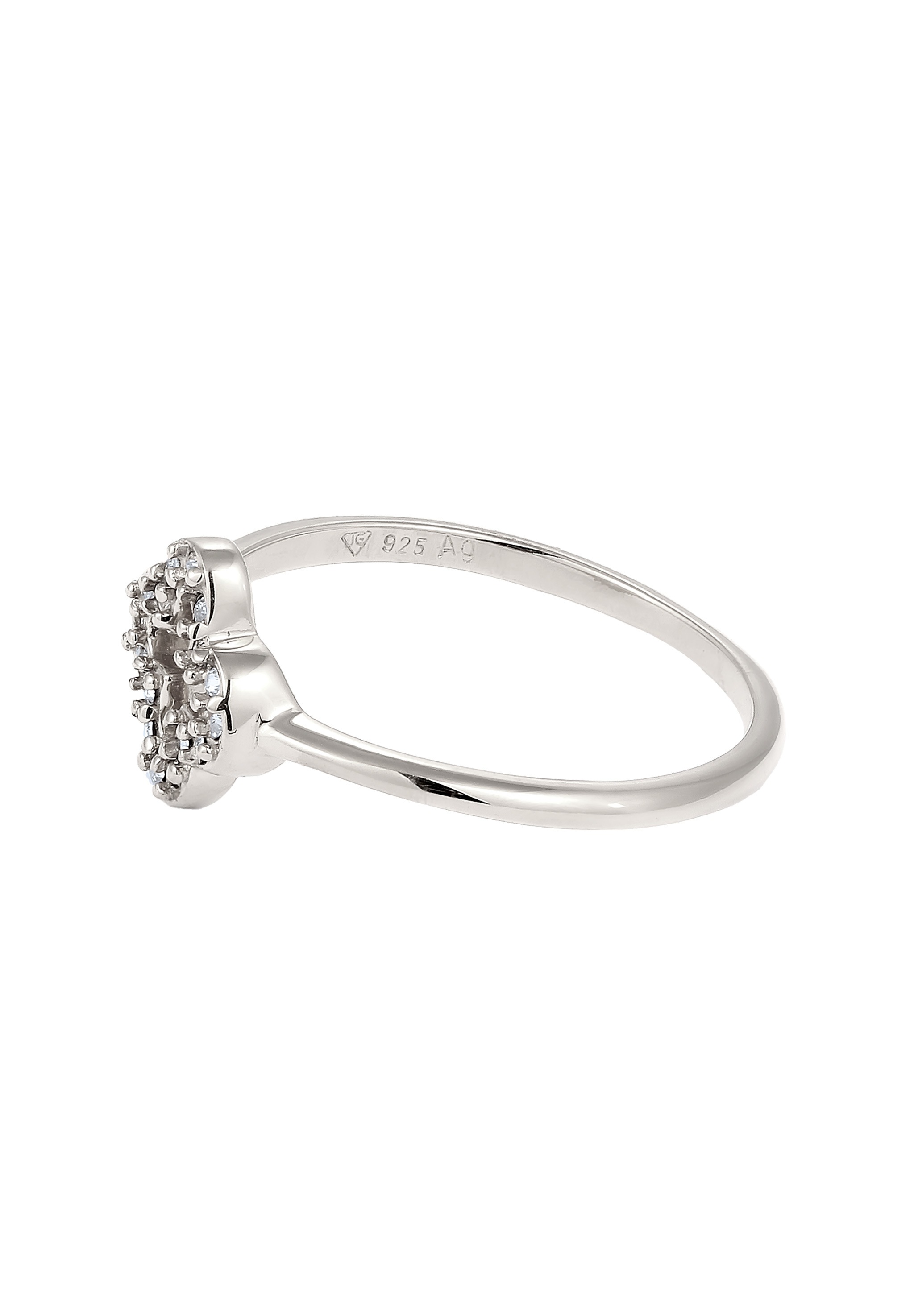 Elli Silberring »Ring Kleeblatt Glas Kristalle Weiß 925 Sterling Silber«