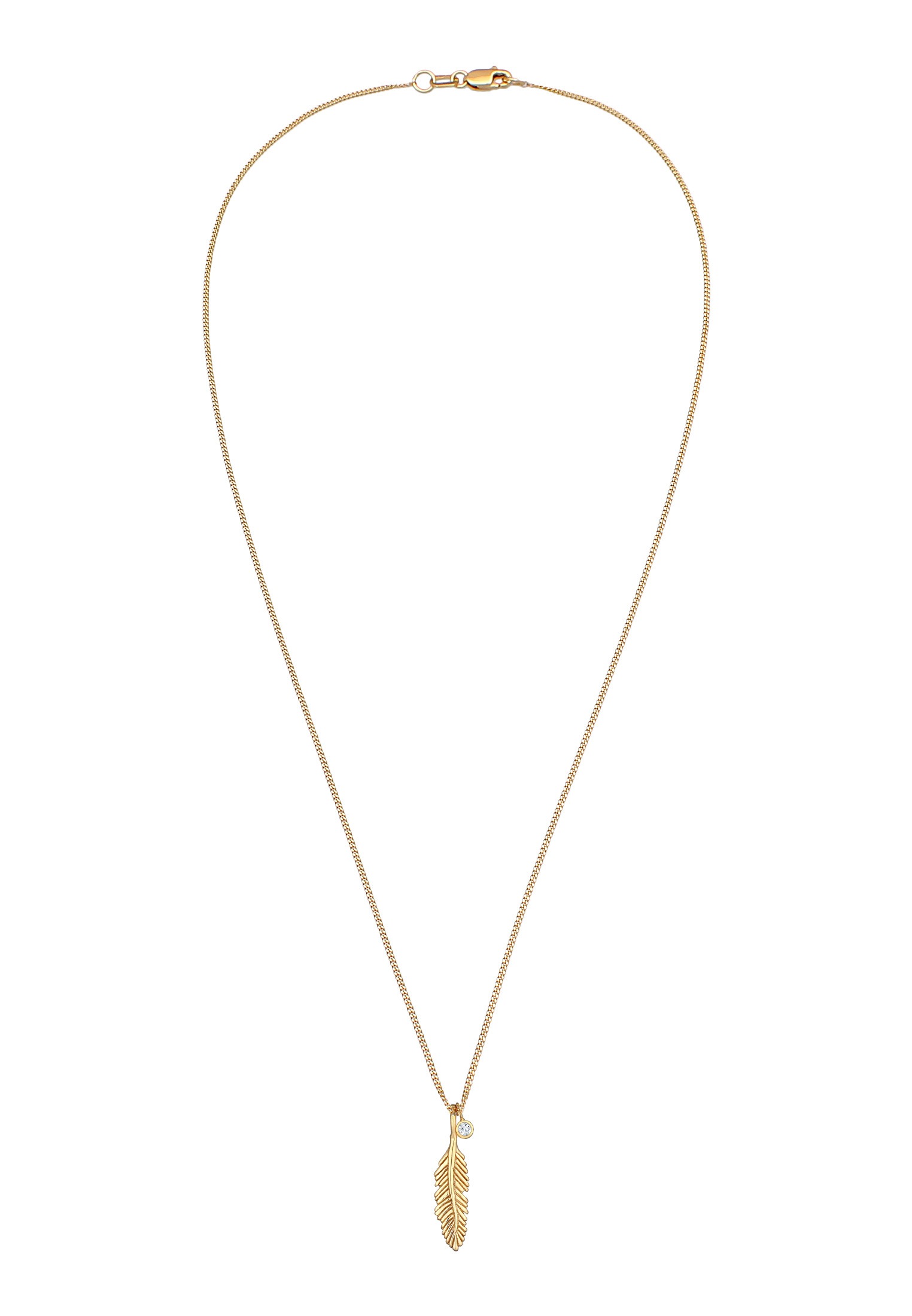 Elli Premium Silberkette »Halskette Feder Boho Topas Panzerkette 375 Gelbgold«