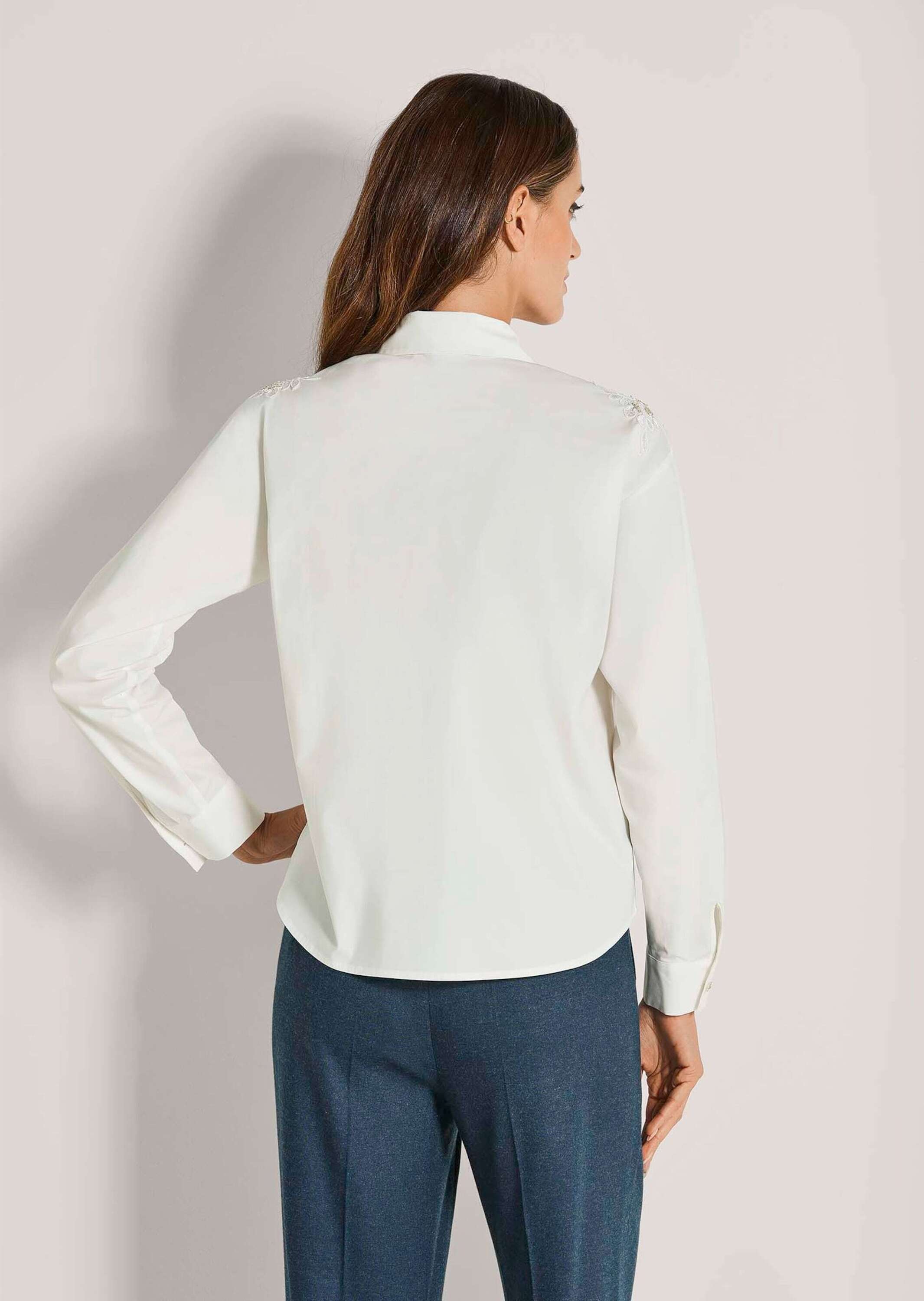 MADELEINE Langarmbluse »Hemdbluse Elegante Bluse mit Zierperlen«