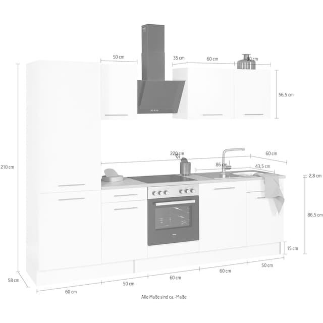 wiho Küchen Küchenzeile »Ela«, Breite 280 cm, Soft-Close-Funktion, höhenverstellbare  Füße bestellen im OTTO Online Shop