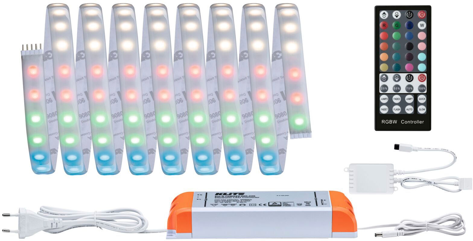 Paulmann LED-Streifen »MaxLED 1000 Basisset 3m RGBW IP44 Cover 3000K 33W 230/24V 75VA Silber«, 1 St.-flammig, RGBW