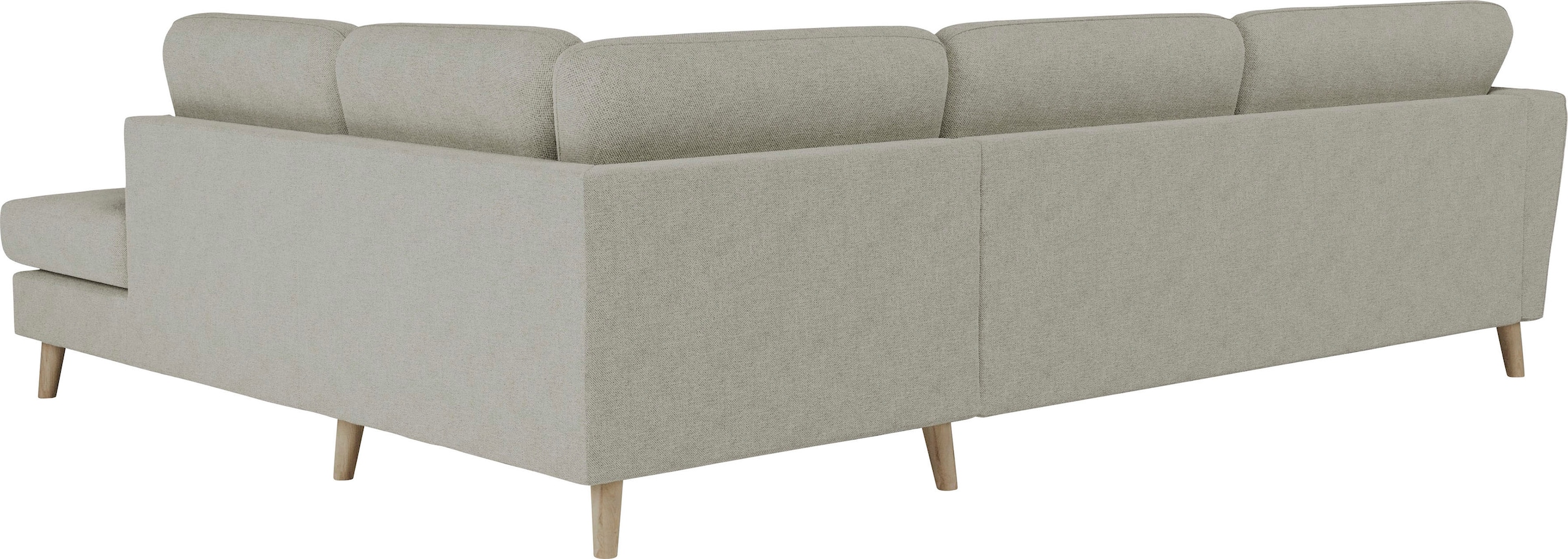 Home affaire Ecksofa »MARSEILLE 278/202 cm, L-Form, Ottom. rechts/links, verschiedene Bezüge«, Massivholzbeine Eiche, Landhausstil, Wellenunterfederung
