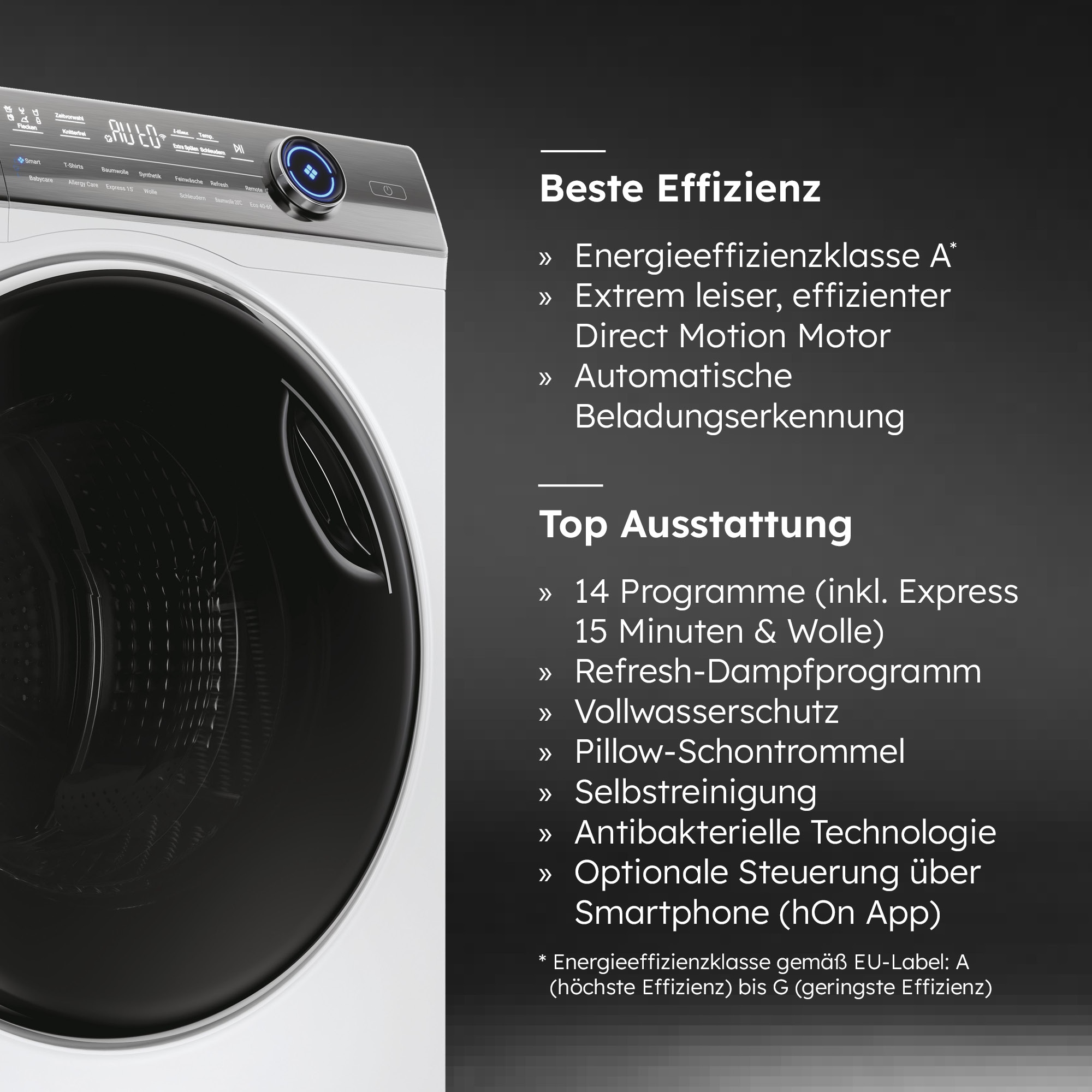 Haier Waschmaschine »HW90-B14979YU1« 9 kg 1400 U/min 8 kg, 1400 U/min, Flüsterleiser Motor, Vollwasserschutz