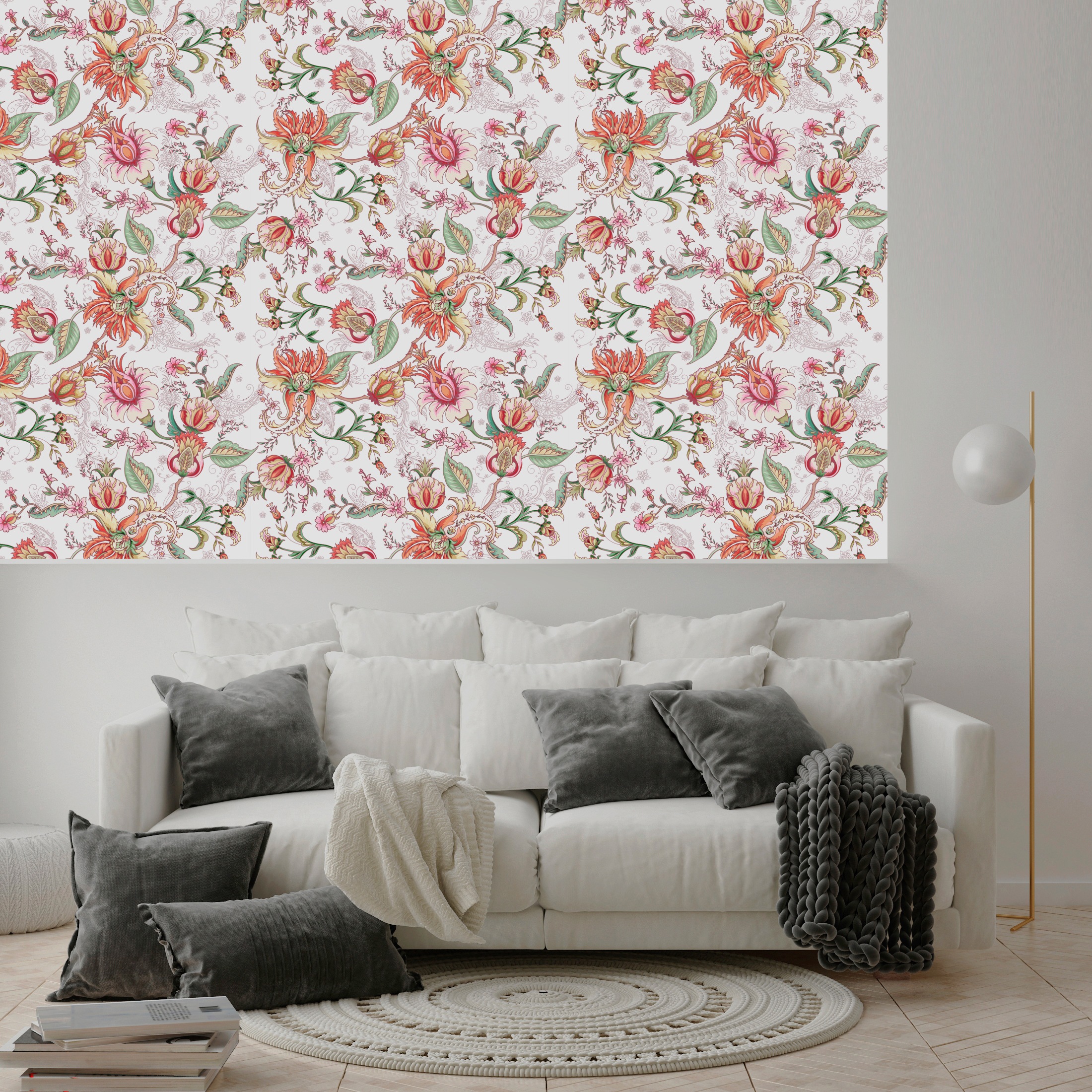 queence Vinyltapete »Leni«, bedruckt-Motiv-botanisch-floral-gemustert-natürlich, 90x250cm, selbstklebend, kinderleichte Anbringung, Sticker