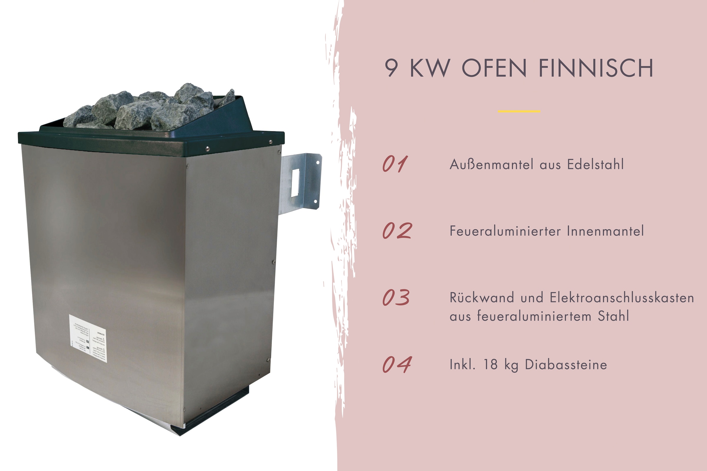 Karibu Sauna »Amada« Set,  Ofen 9 KW externe Strg easy