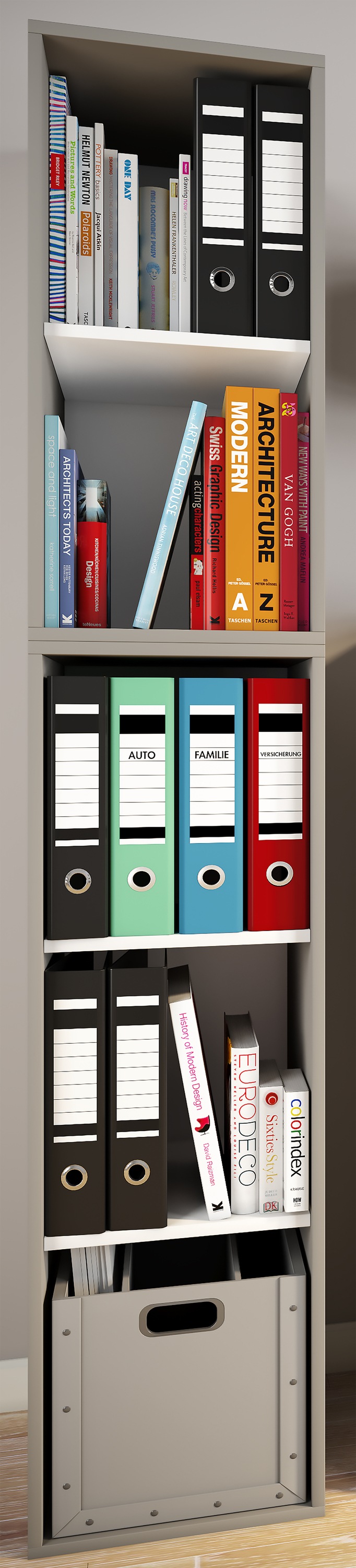 VCM Aktenregal »VCM Holzregal stehend | platzsparender Aktenschrank | Maße ca. H. 184 x B. 35 x T. 37 cm | Elegantes Regal | Büroregal ¿ Lona I 5f«